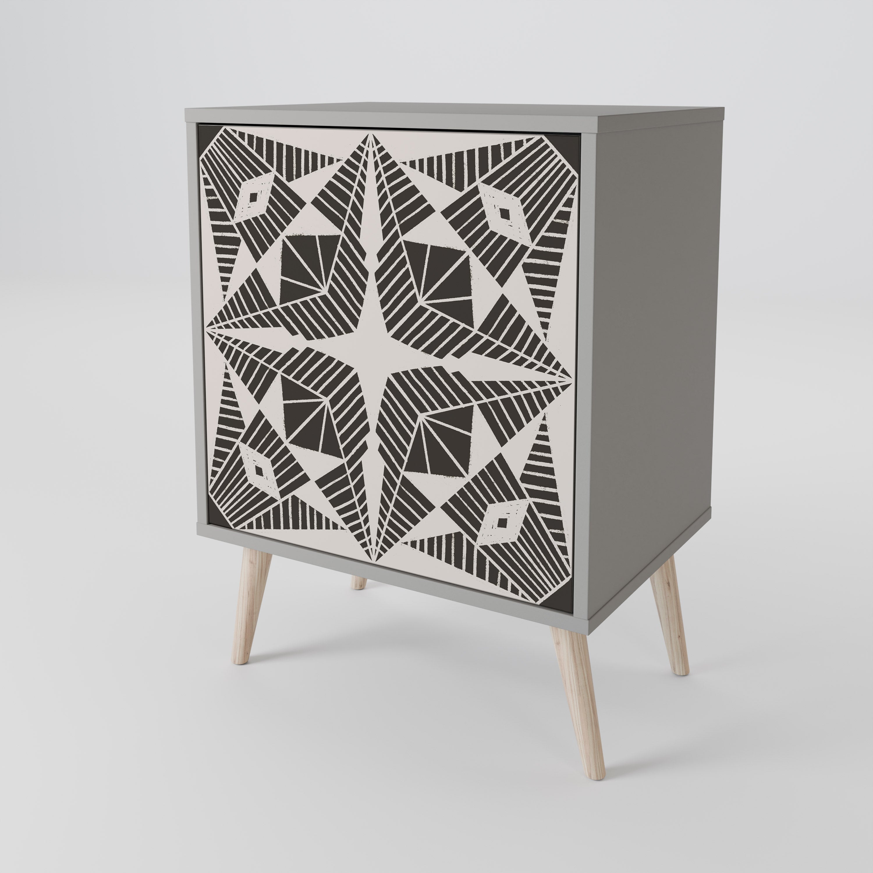 MONOCHROME NEXUS 1-Door Sideboard in Grey Finish