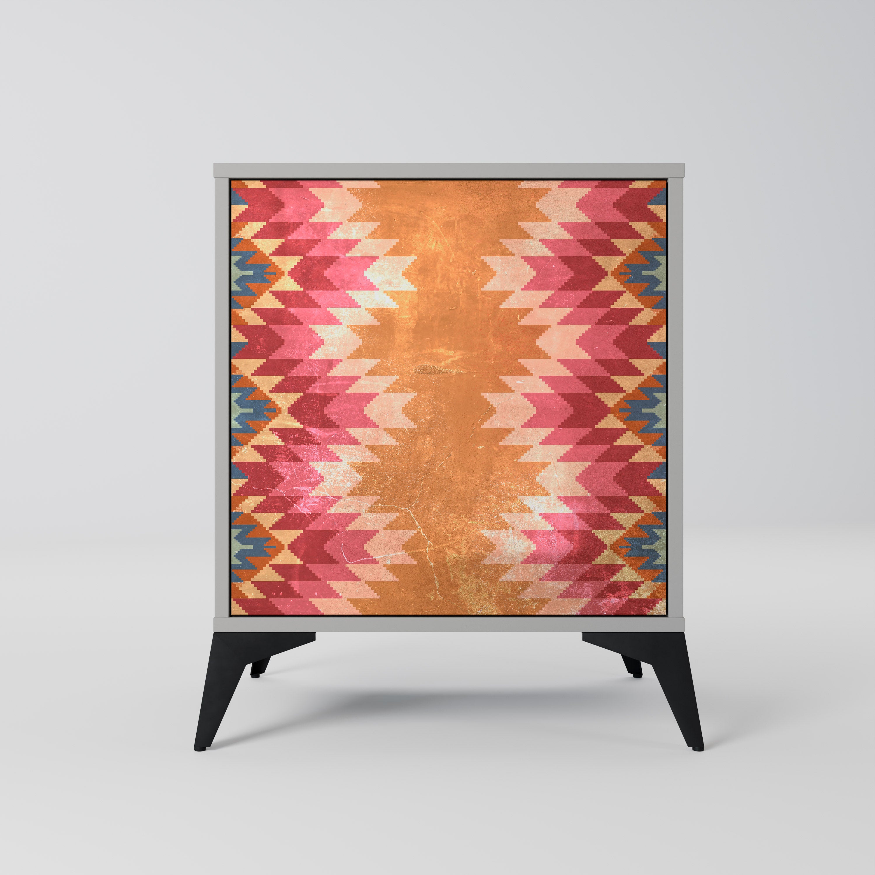 INDIAN FOLK 1-Door Sideboard in Grey Finish