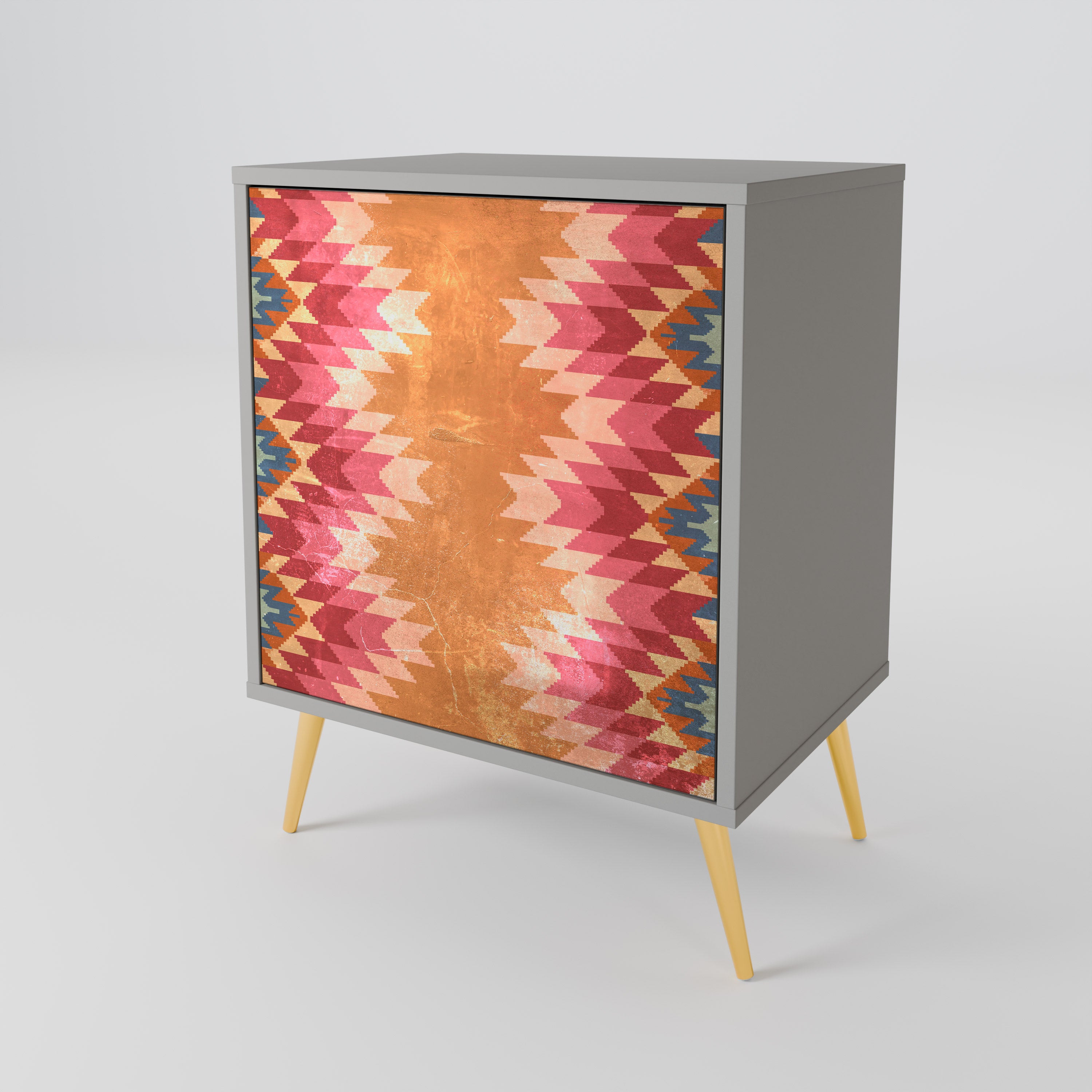 INDIAN FOLK 1-Door Sideboard in Grey Finish