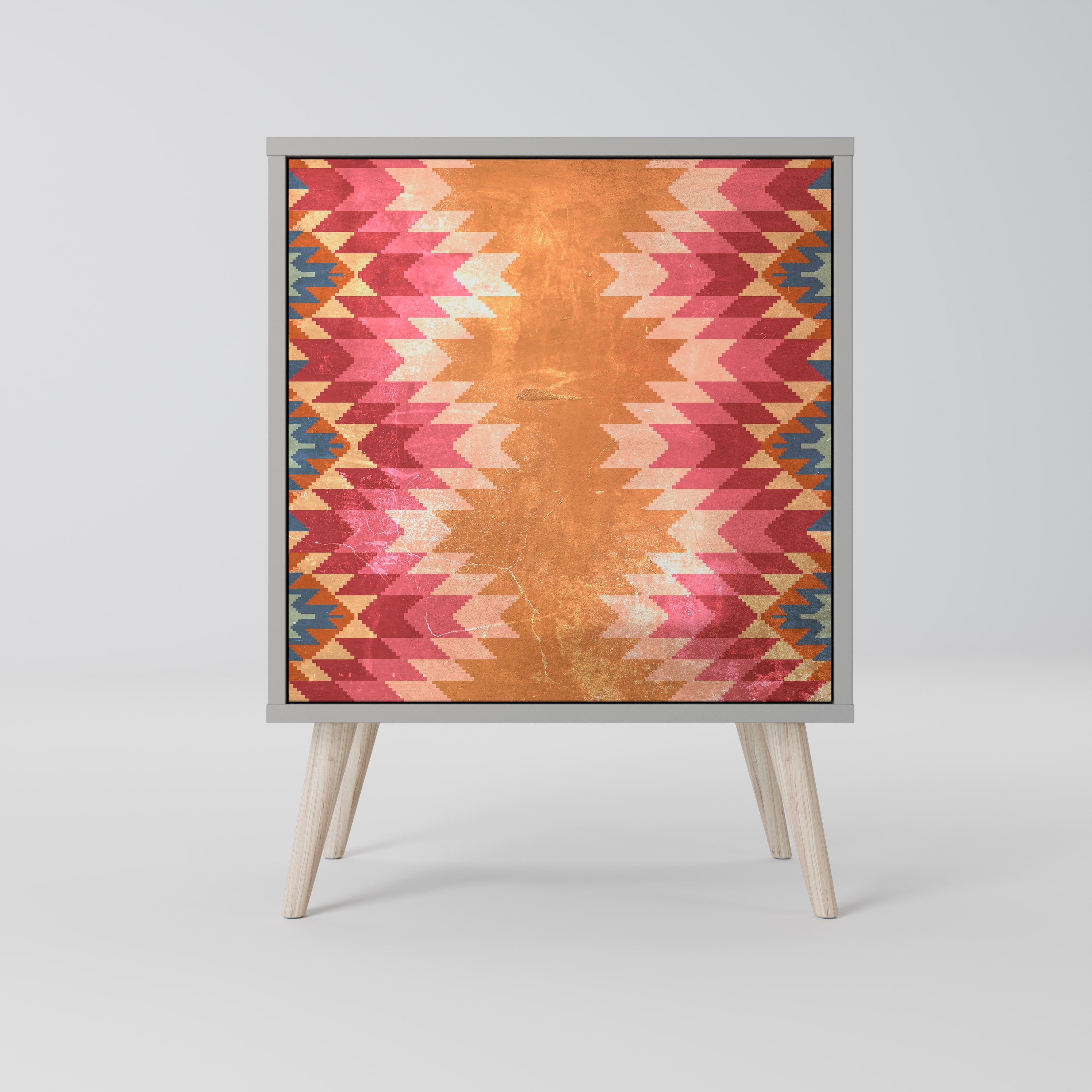 INDIAN FOLK 1-Door Sideboard in Grey Finish