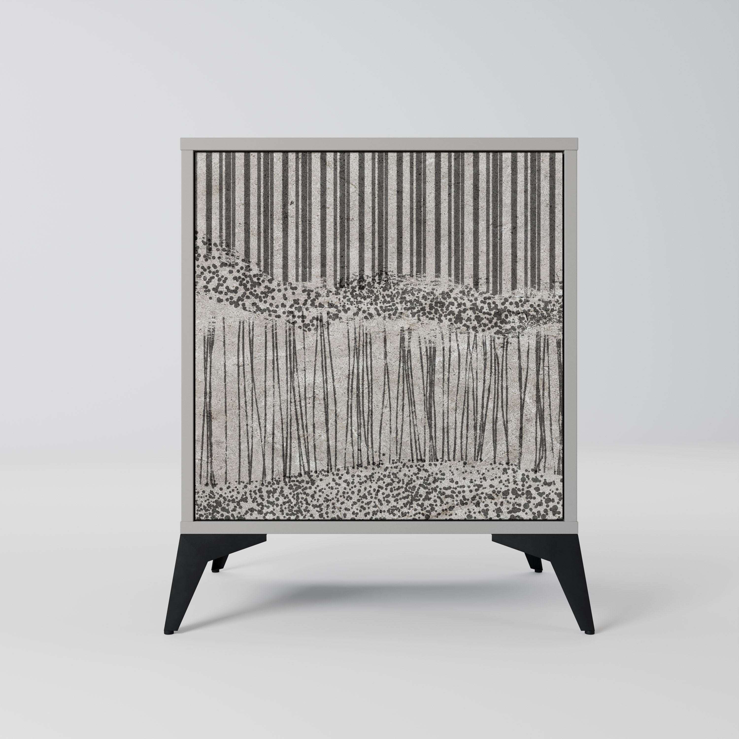 GRAIN LINES 1-Door Sideboard in Grey Finish