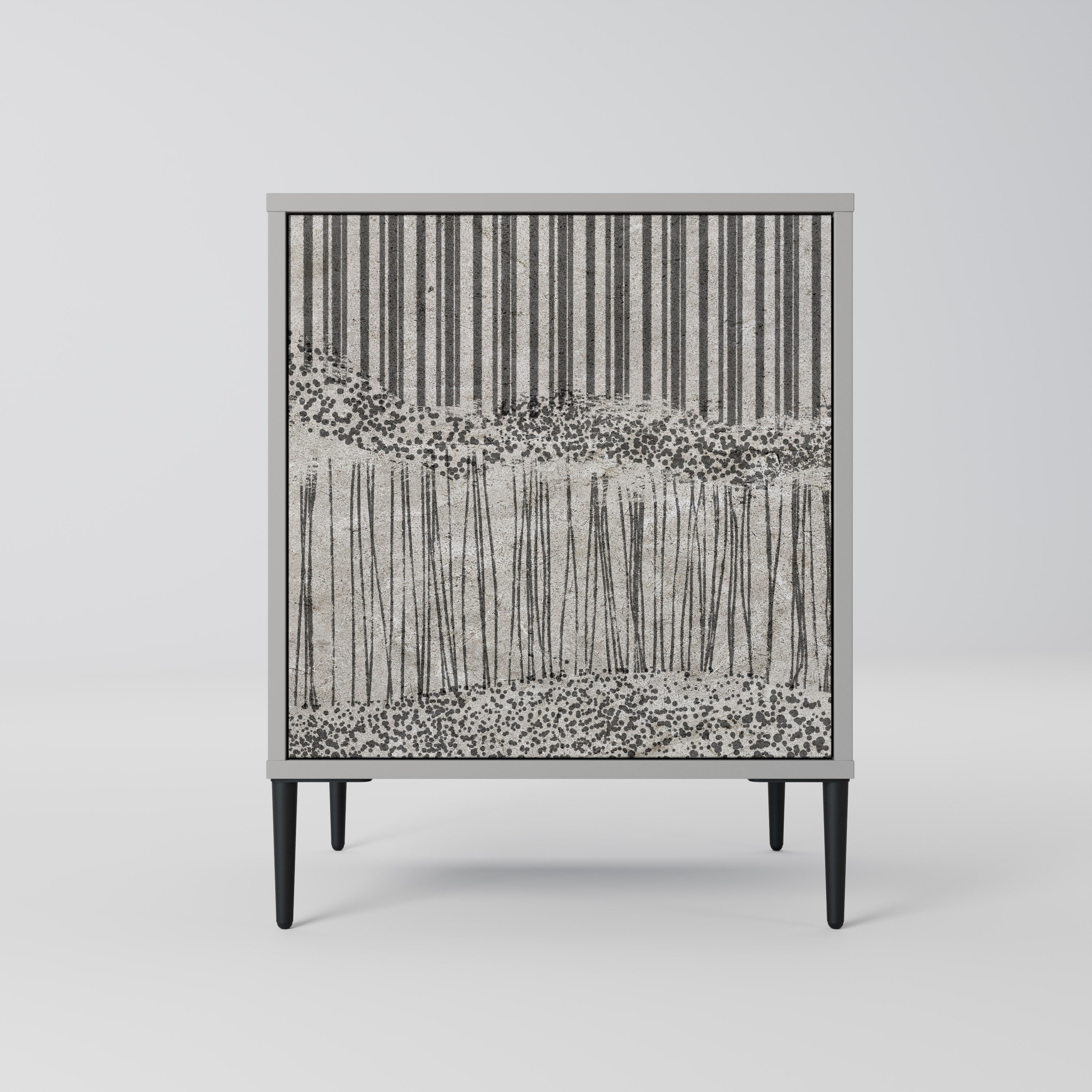 GRAIN LINES 1-Door Sideboard in Grey Finish