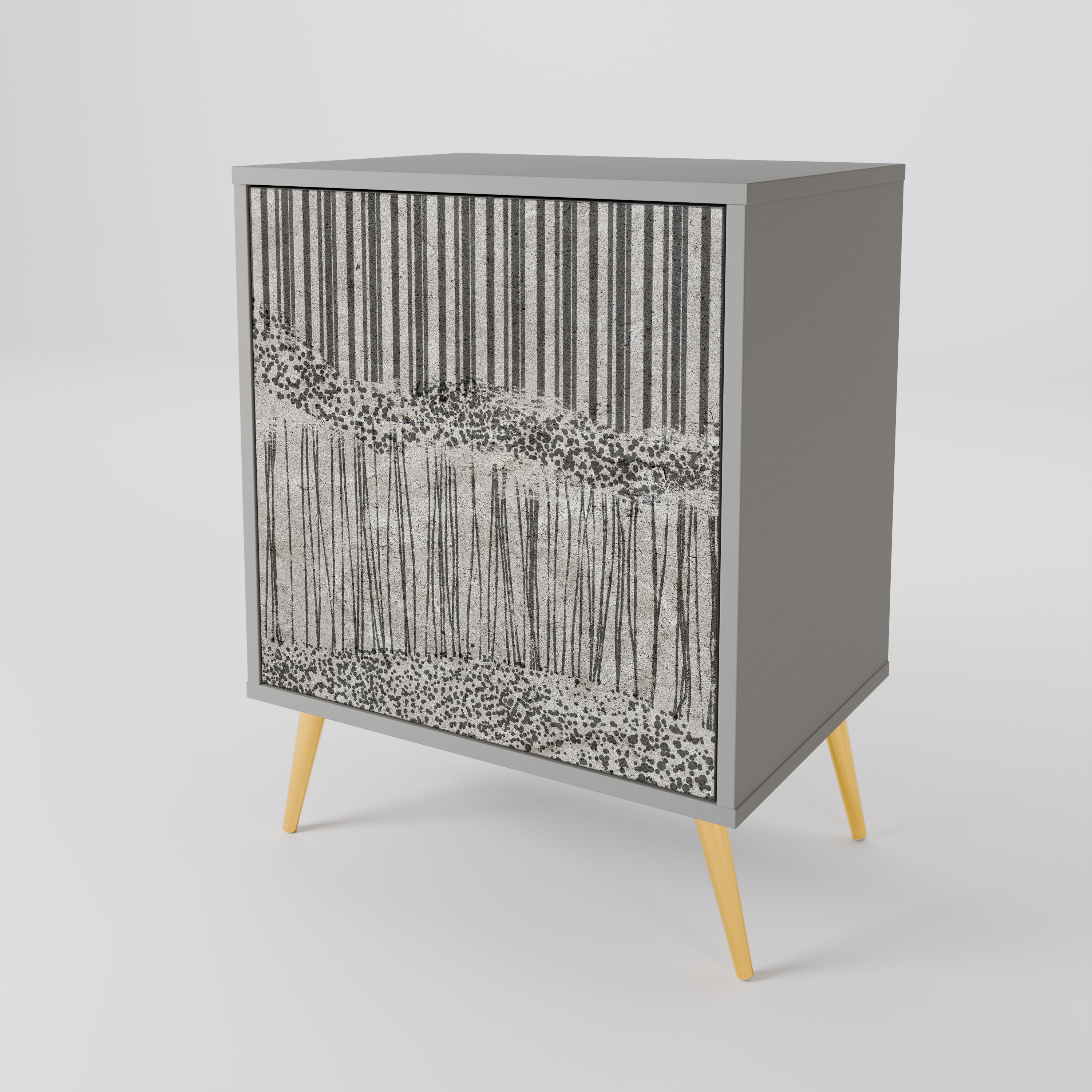 GRAIN LINES 1-Door Sideboard in Grey Finish