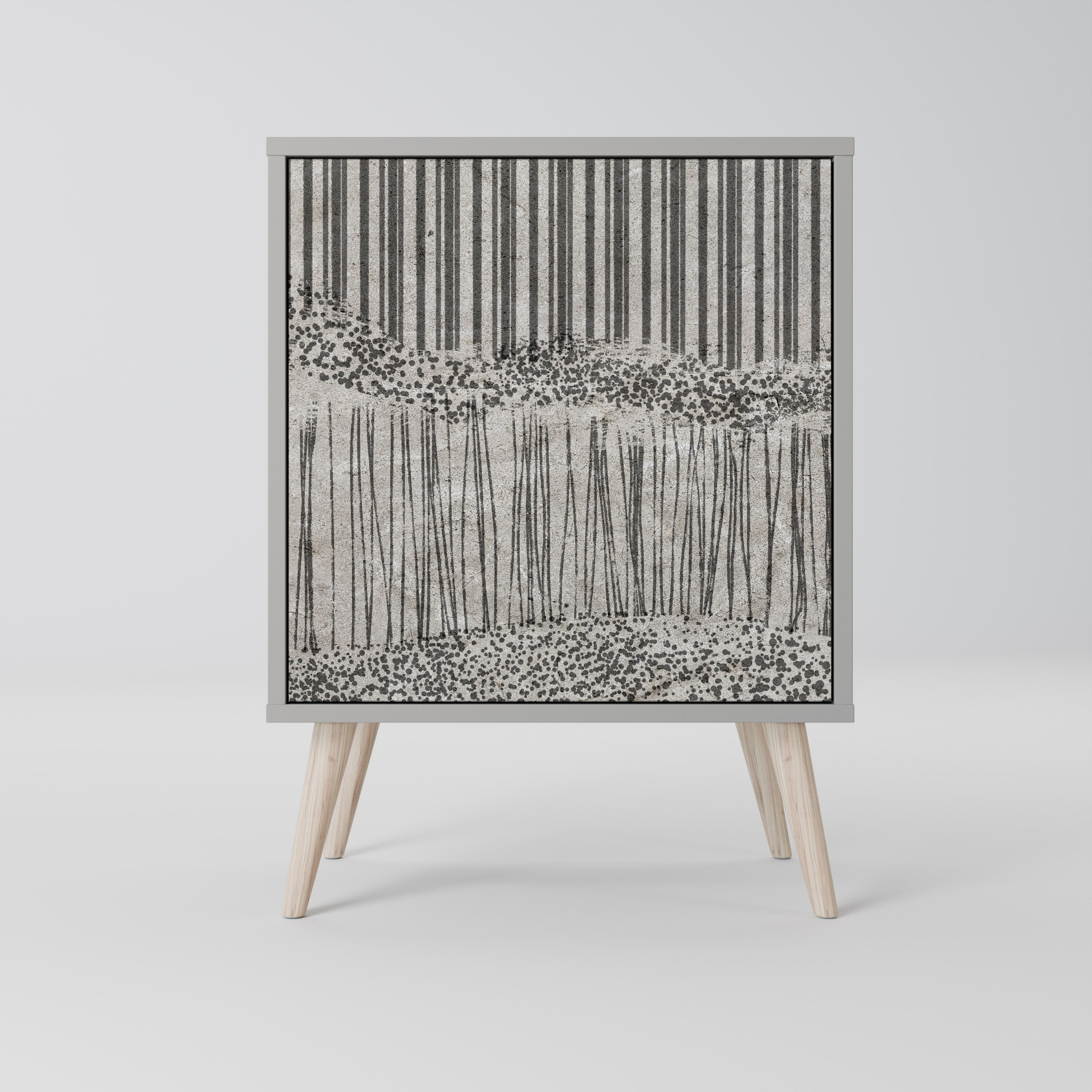 GRAIN LINES 1-Door Sideboard in Grey Finish