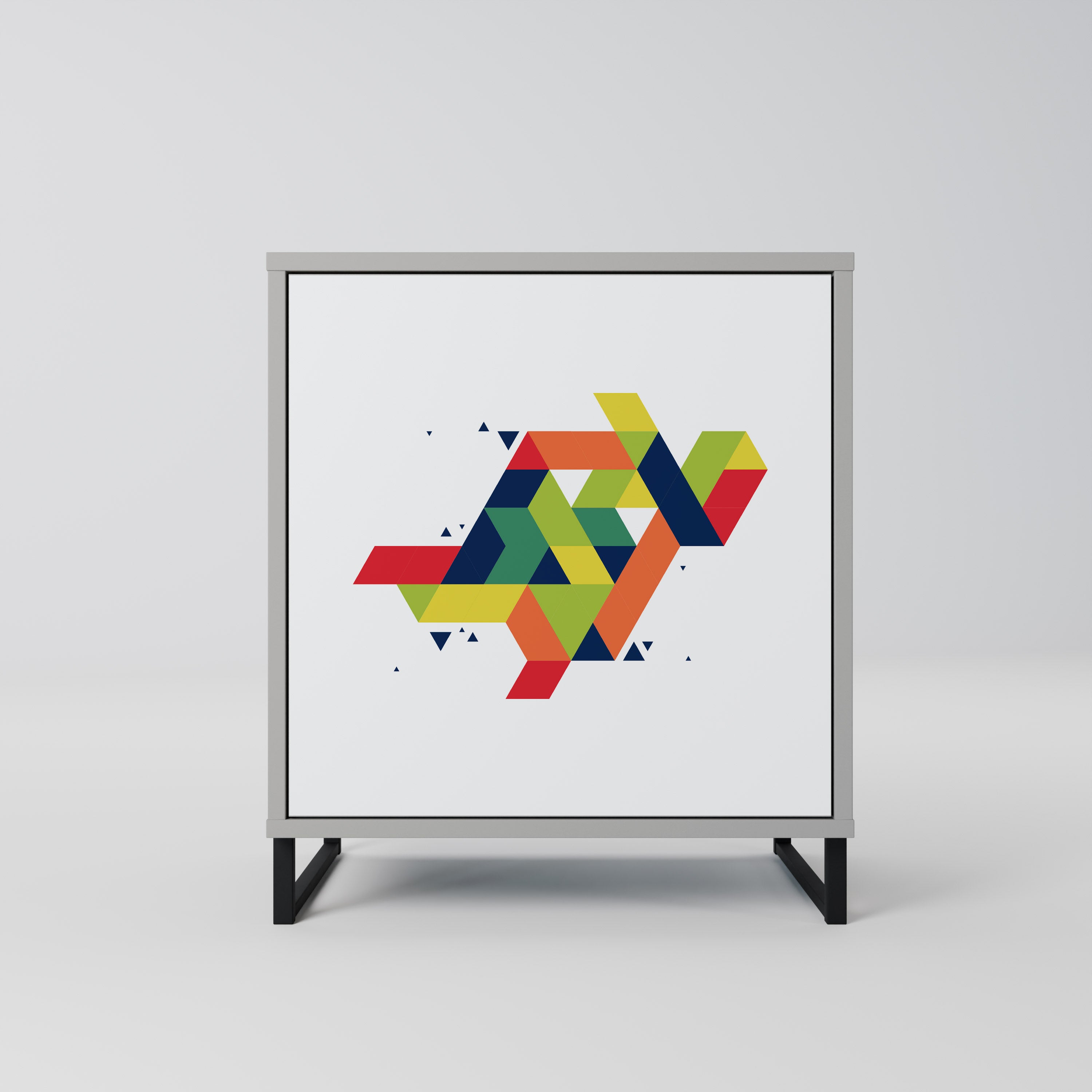 FUTURE SIGN 1-Door Sideboard in Grey Finish