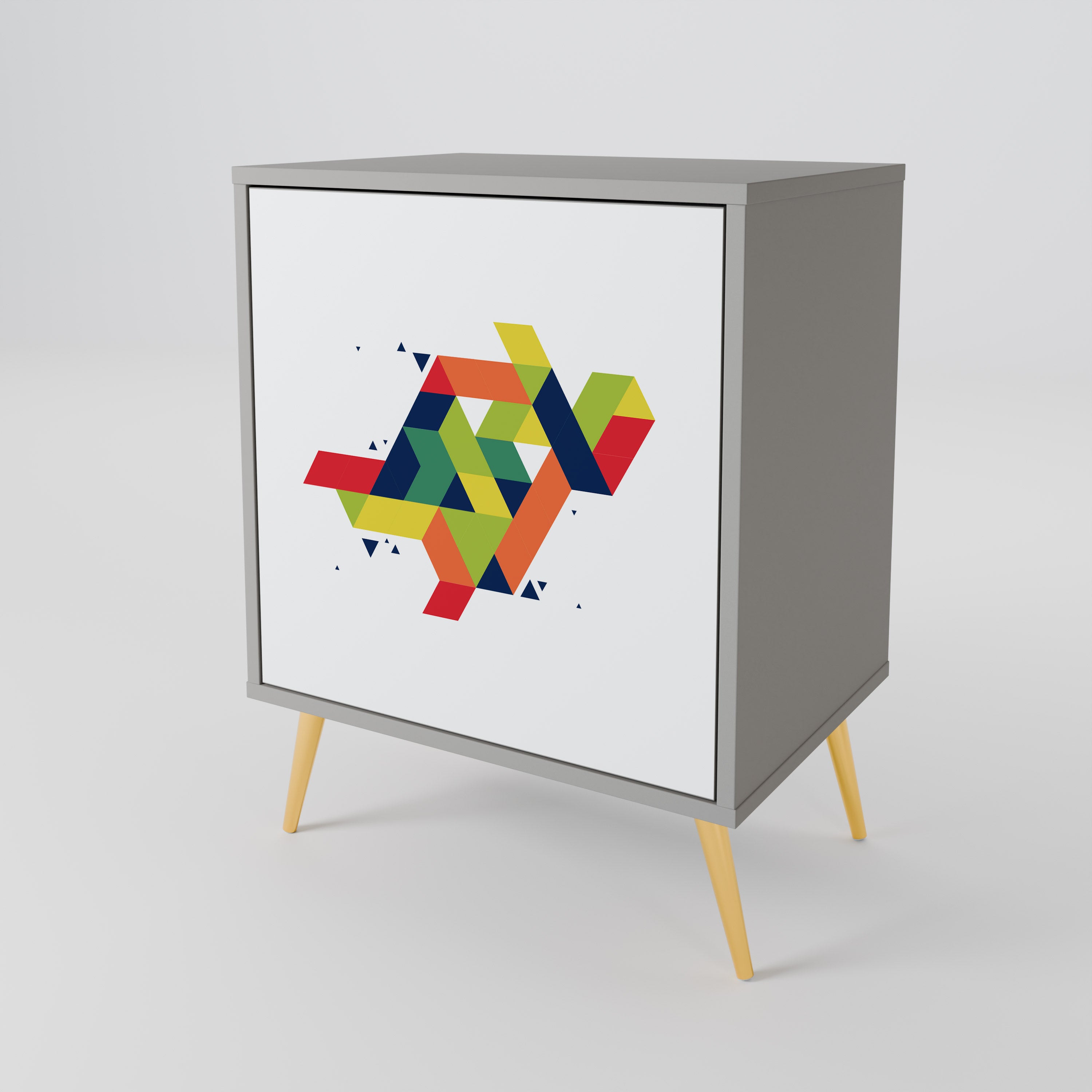 FUTURE SIGN 1-Door Sideboard in Grey Finish