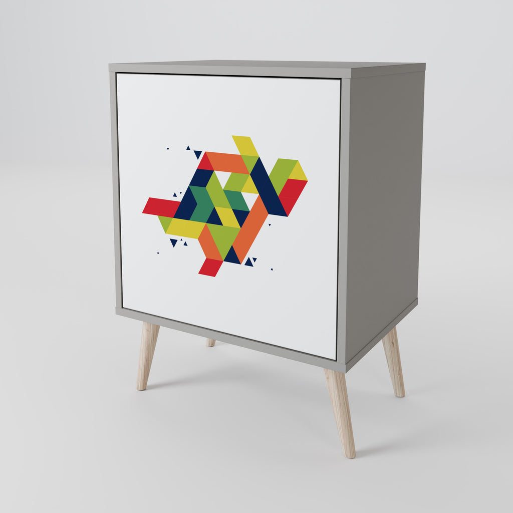 FUTURE SIGN 1-Door Sideboard in Grey Finish