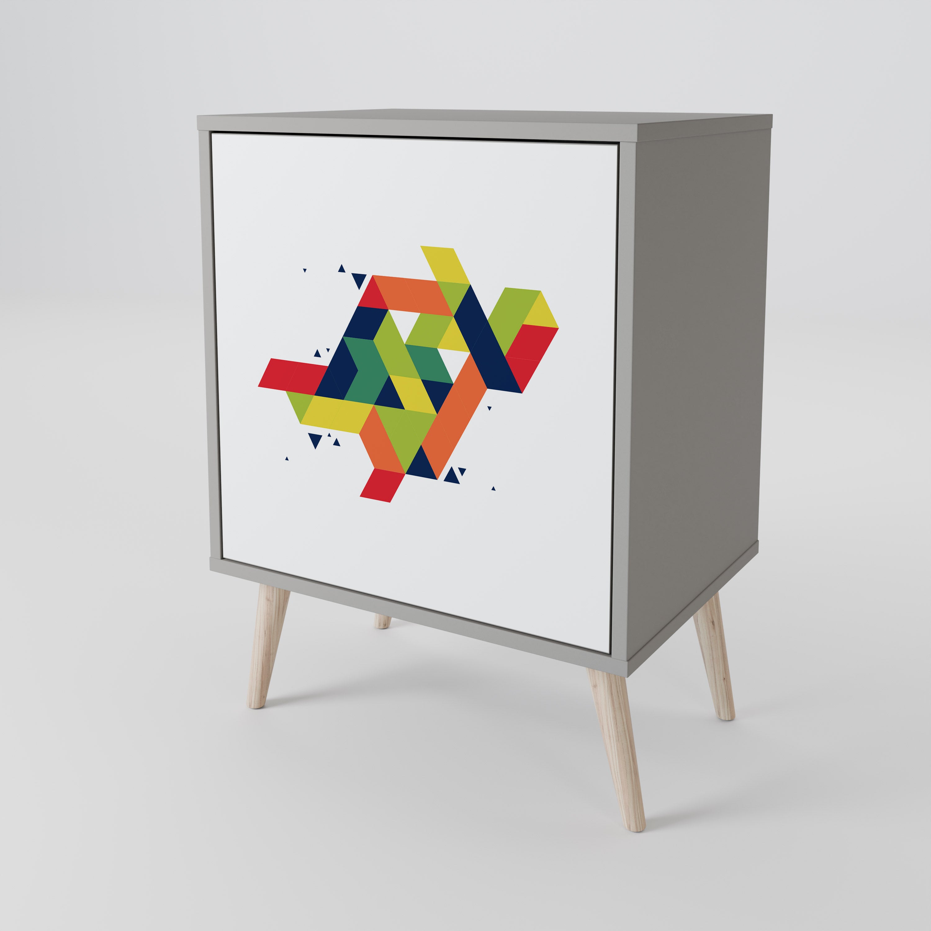 FUTURE SIGN 1-Door Sideboard in Grey Finish