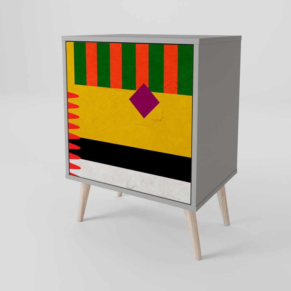 VIVID ART 1-Door Sideboard in Grey Finish