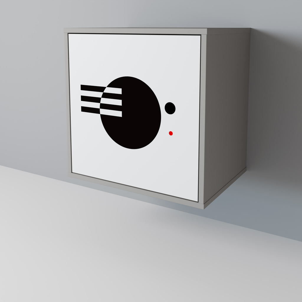 BLACK AND WHITE COMBINATION 1-Door Sideboard in Grey Finish