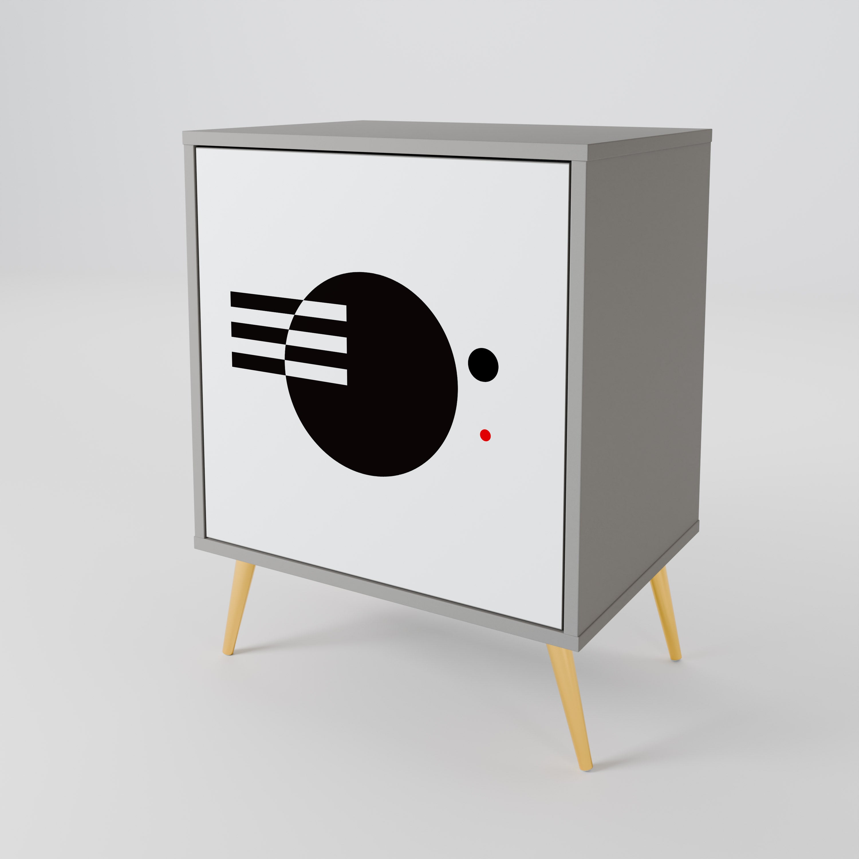 BLACK AND WHITE COMBINATION 1-Door Sideboard in Grey Finish