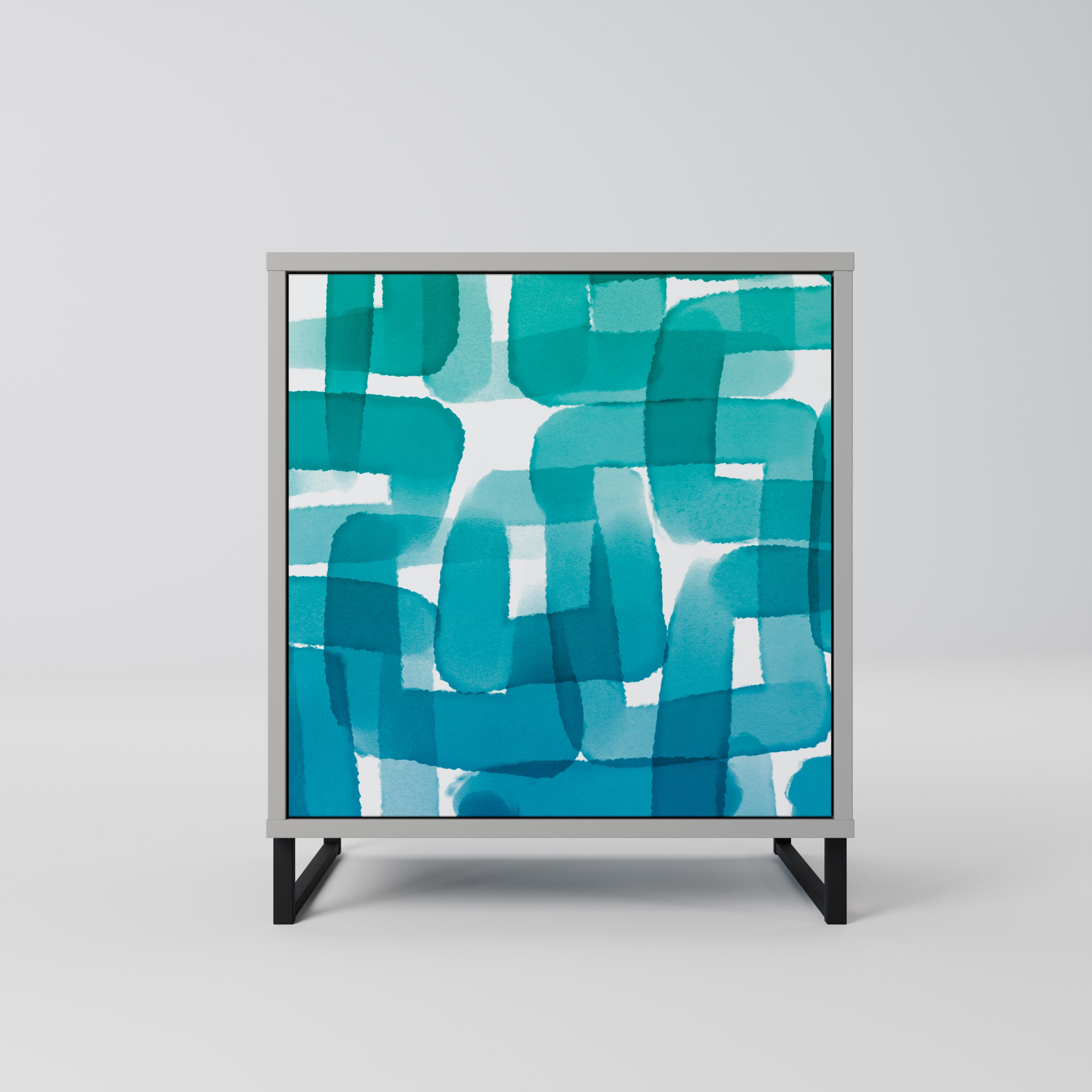 TURQUOISE RECTANGLES Sideboard mit 1 Tür in Grau