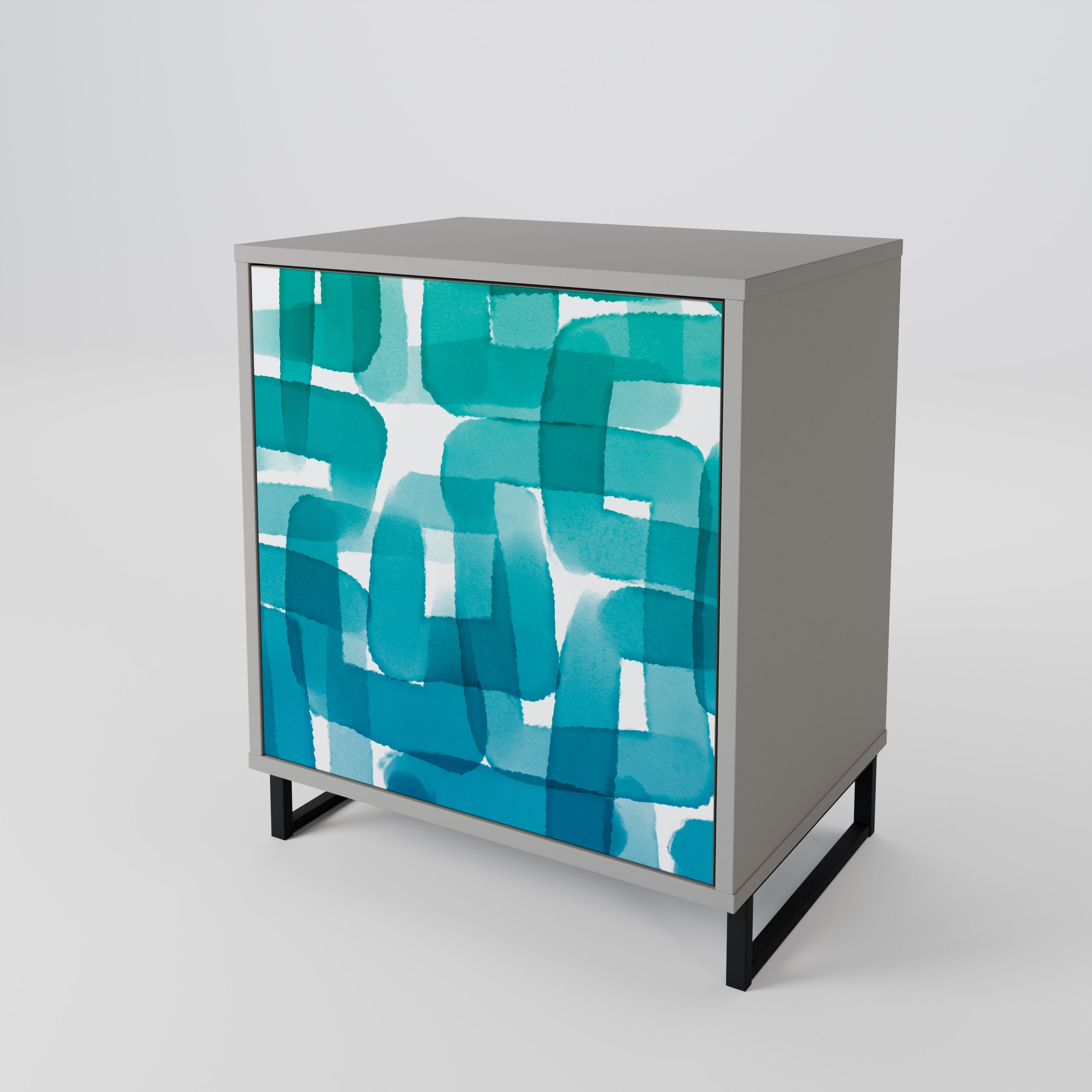 TURQUOISE RECTANGLES 1-Door Sideboard