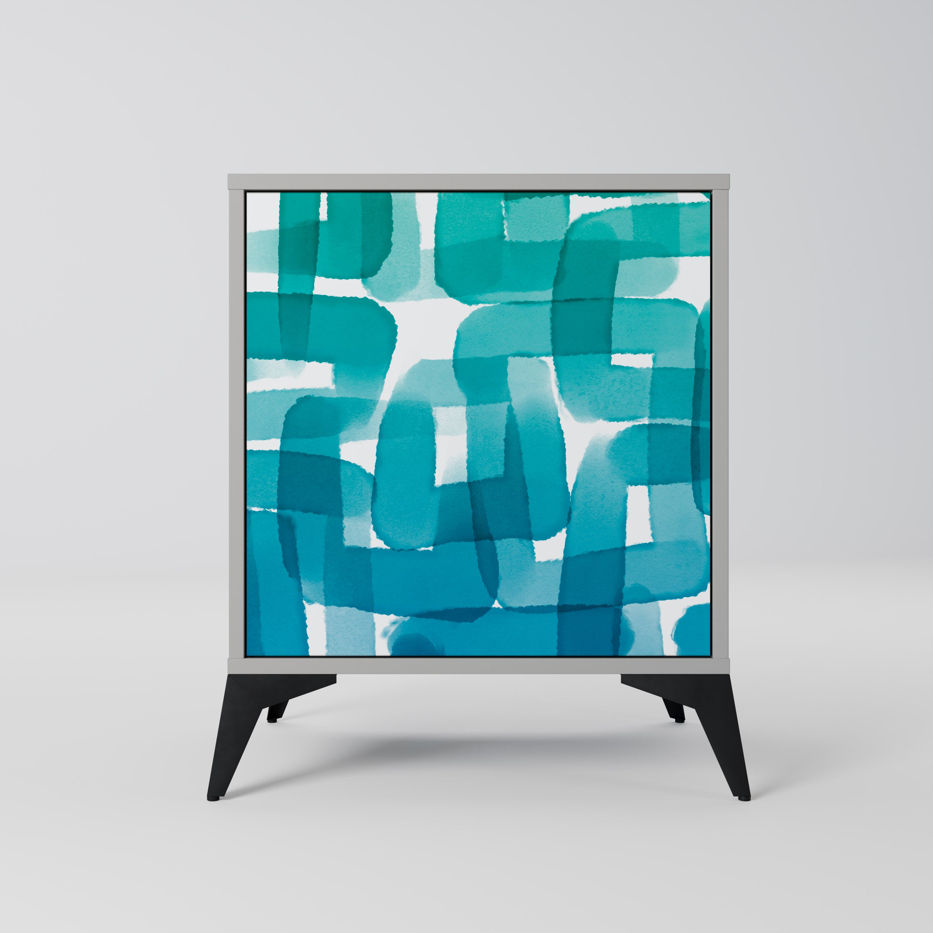 TURQUOISE RECTANGLES Sideboard mit 1 Tür in Grau