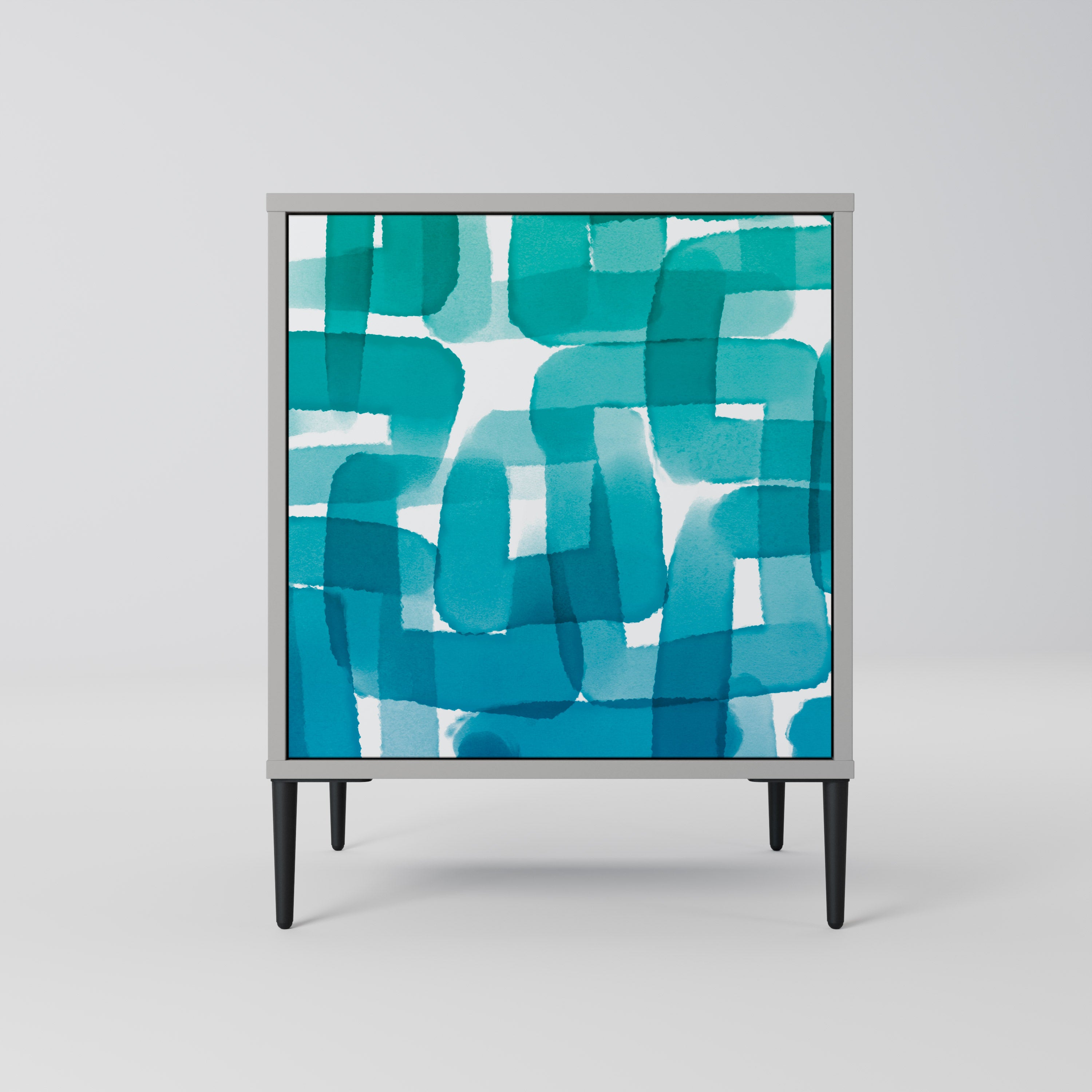 TURQUOISE RECTANGLES Sideboard mit 1 Tür in Grau