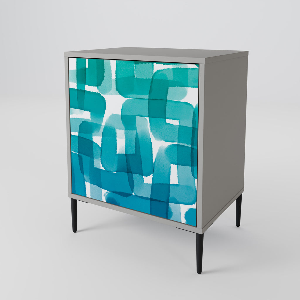 TURQUOISE RECTANGLES Sideboard mit 1 Tür in Grau