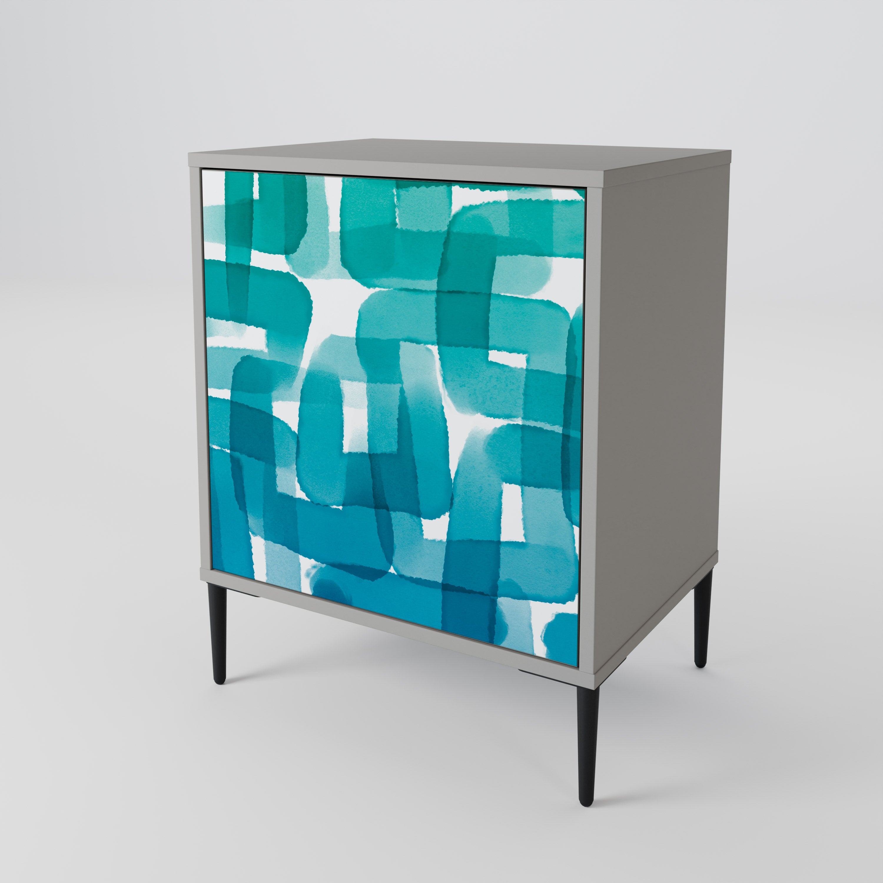 TURQUOISE RECTANGLES Sideboard mit 1 Tür in Grau