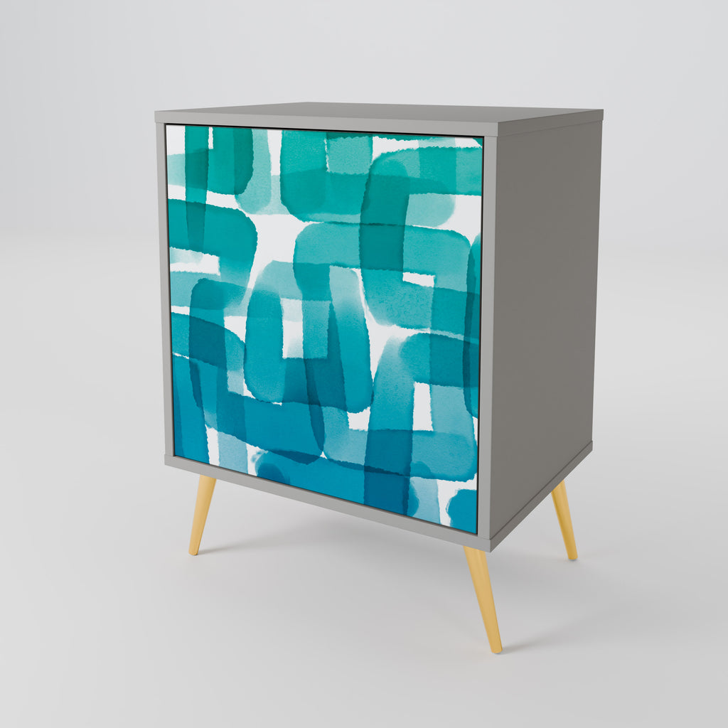 TURQUOISE RECTANGLES Sideboard mit 1 Tür in Grau