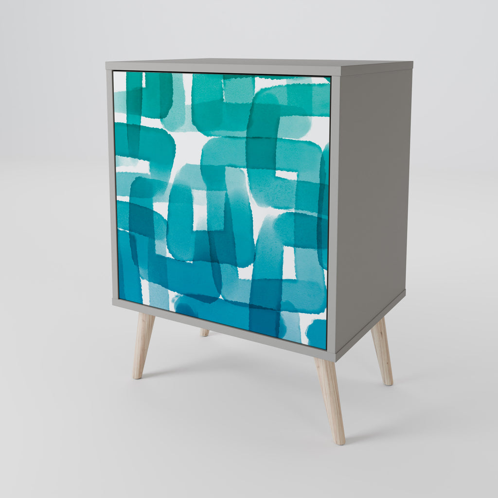 TURQUOISE RECTANGLES Sideboard mit 1 Tür in Grau