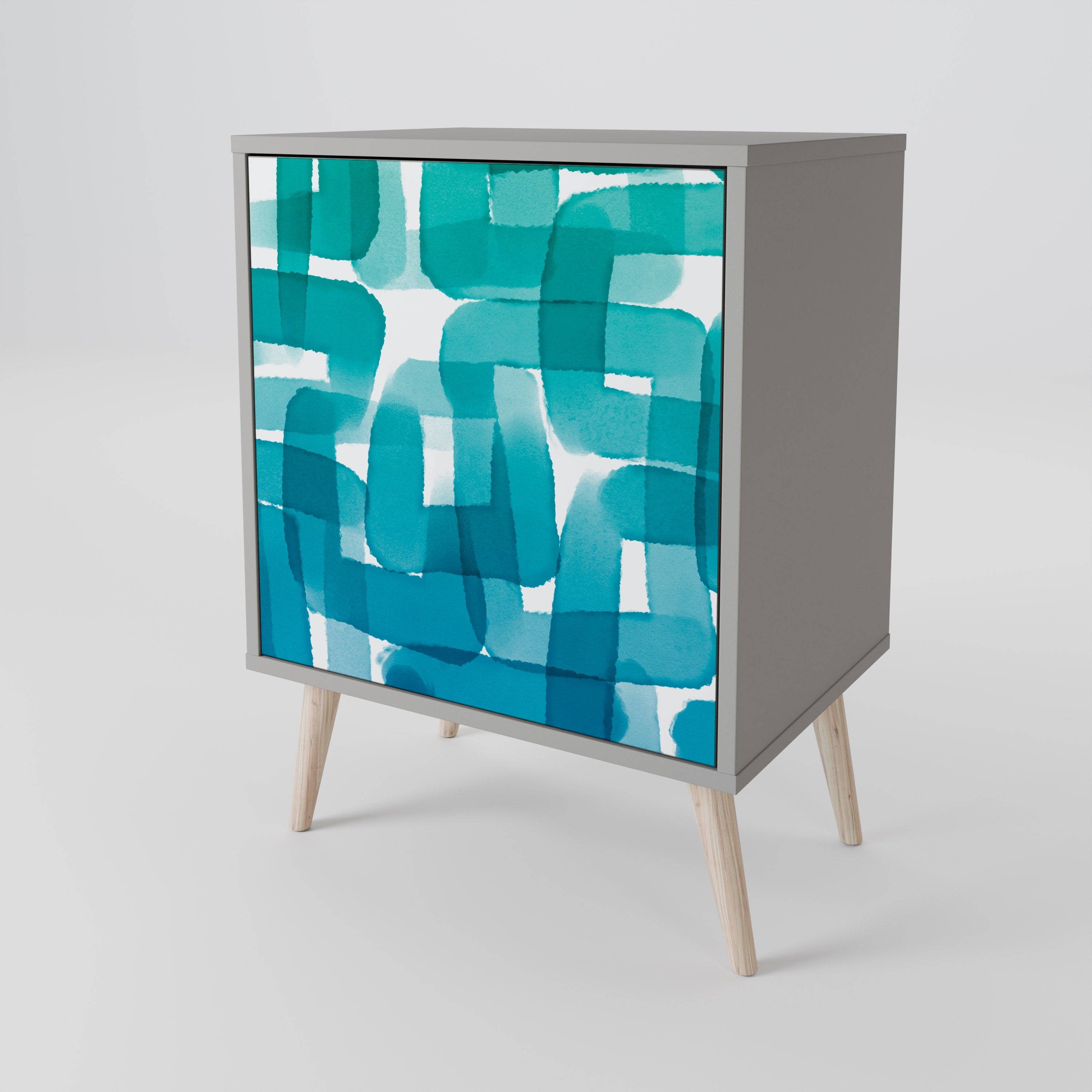 TURQUOISE RECTANGLES Sideboard mit 1 Tür in Grau