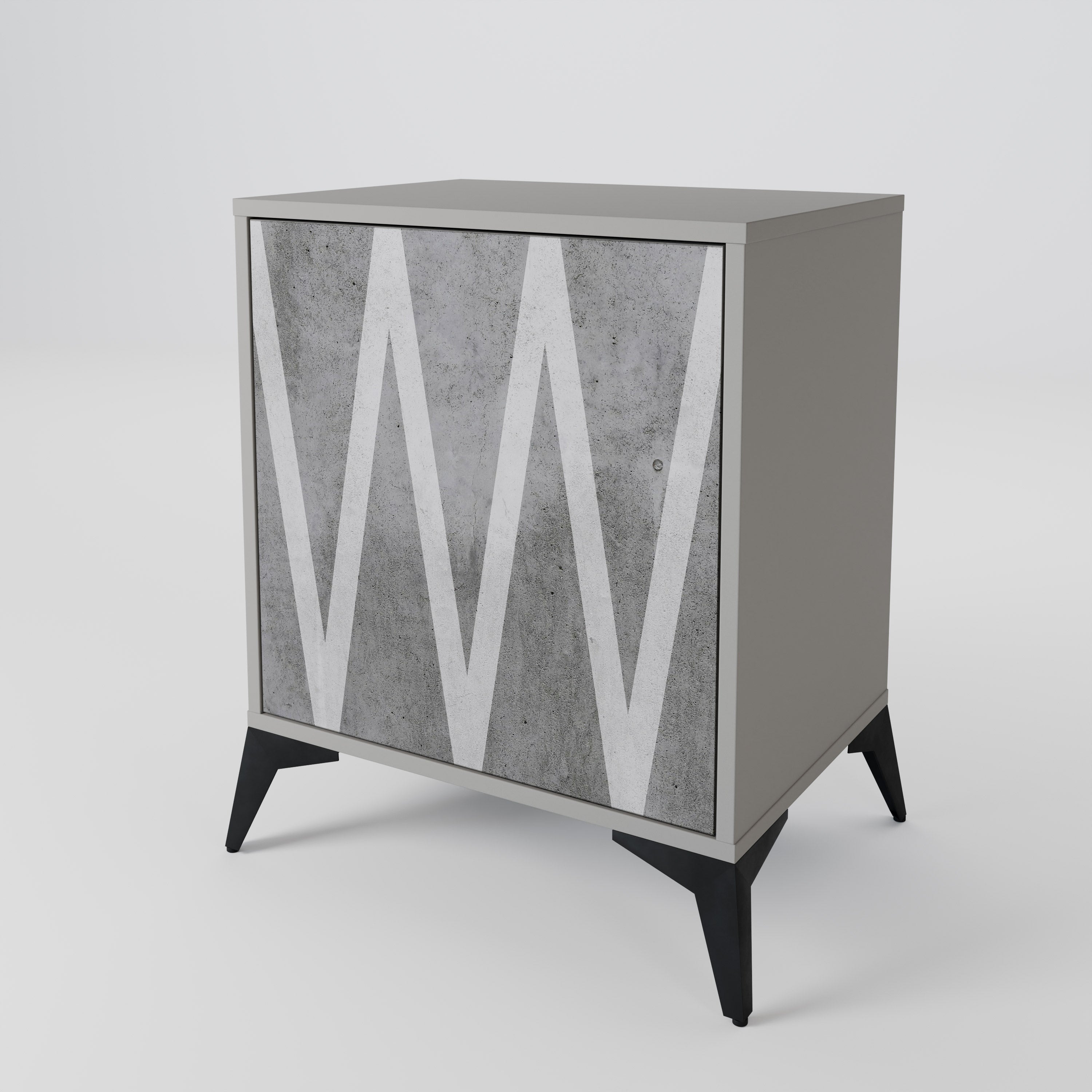 SOLID ZIG ZAG Sideboard mit 1 Tür in Grau