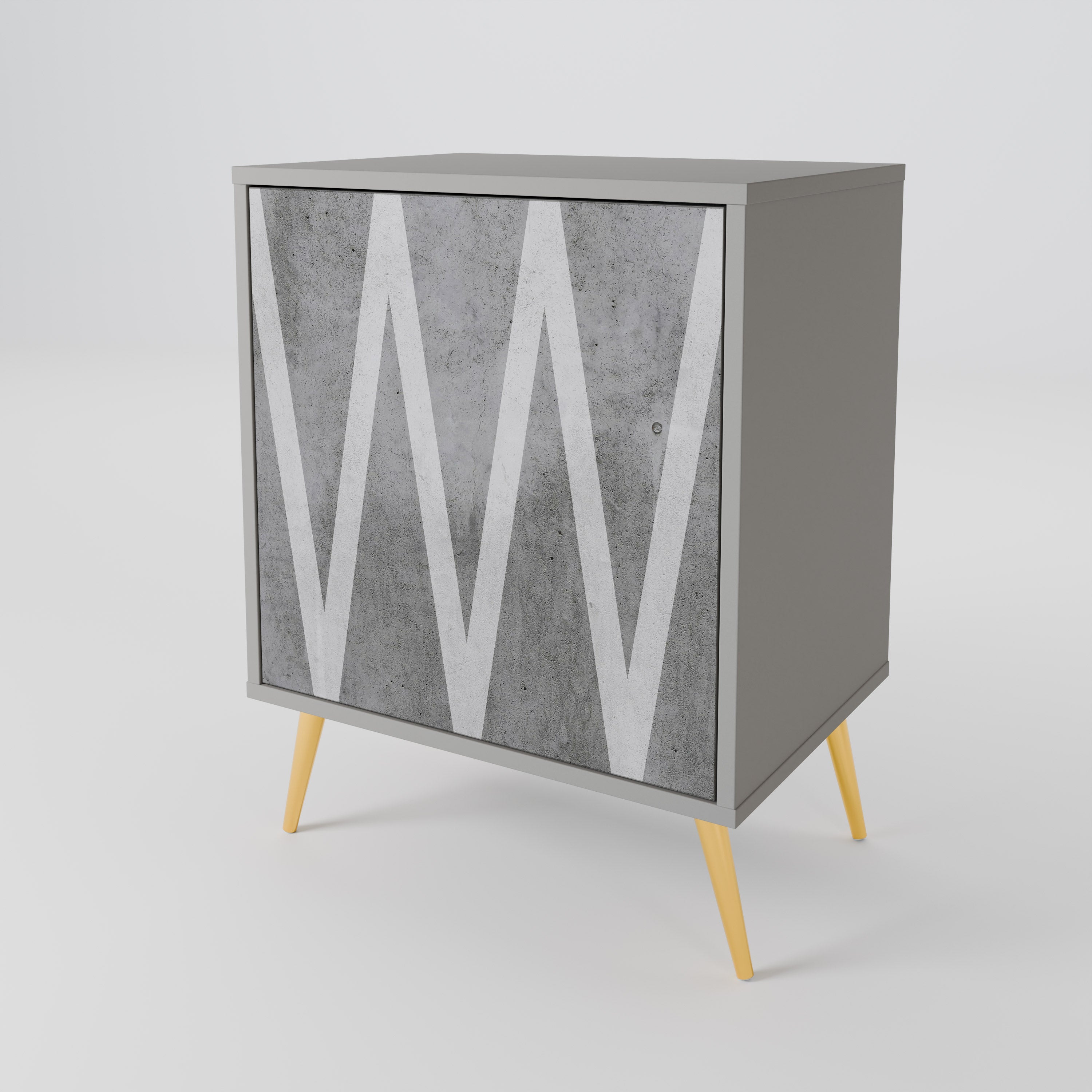 SOLID ZIG ZAG Sideboard mit 1 Tür in Grau