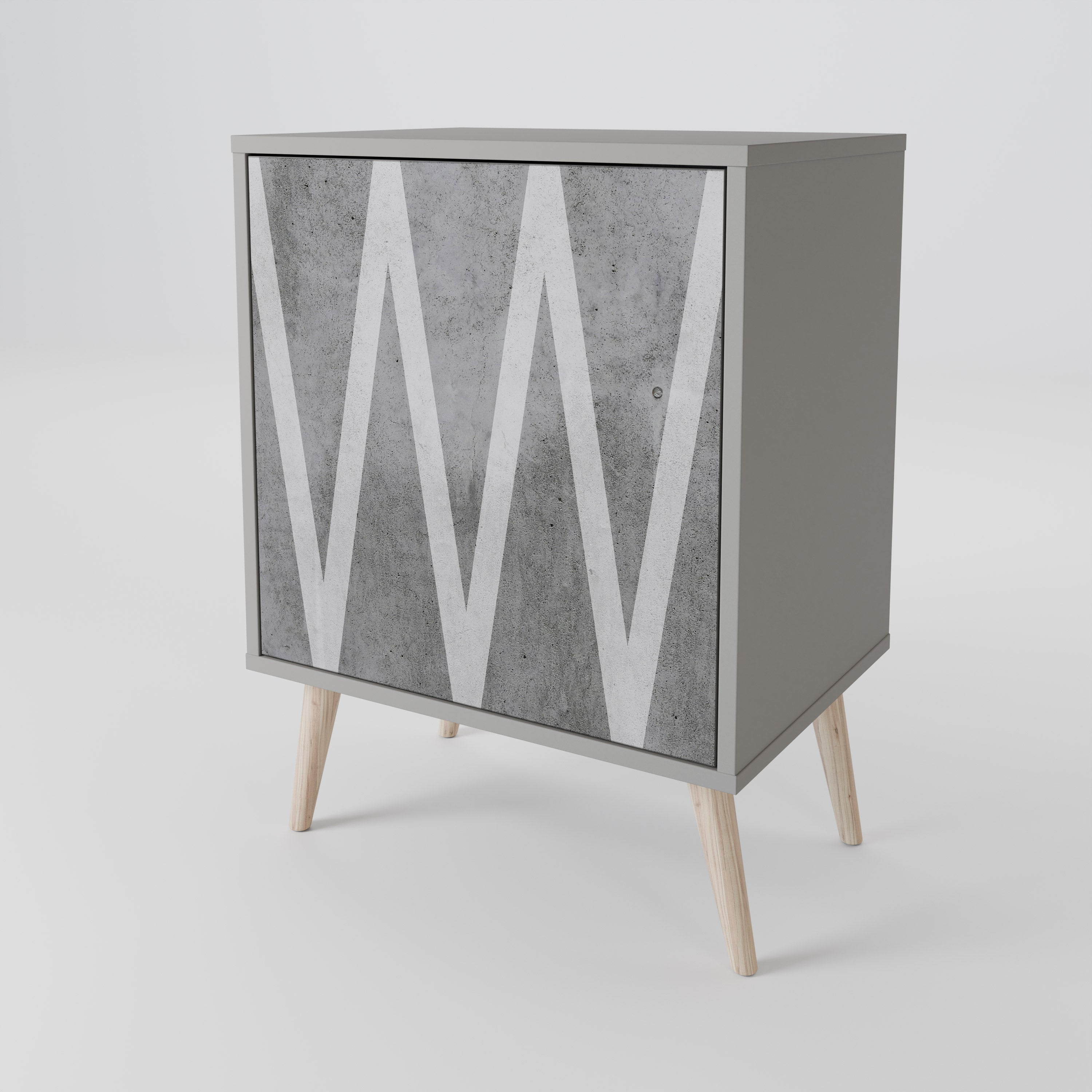 SOLID ZIG ZAG Sideboard mit 1 Tür in Grau