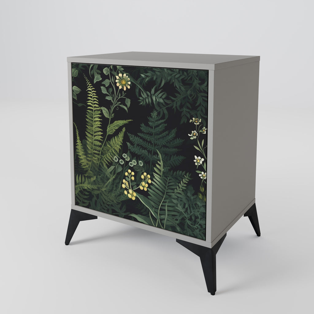 FERN FLOWERS 1-Door Sideboard in Grey Finish