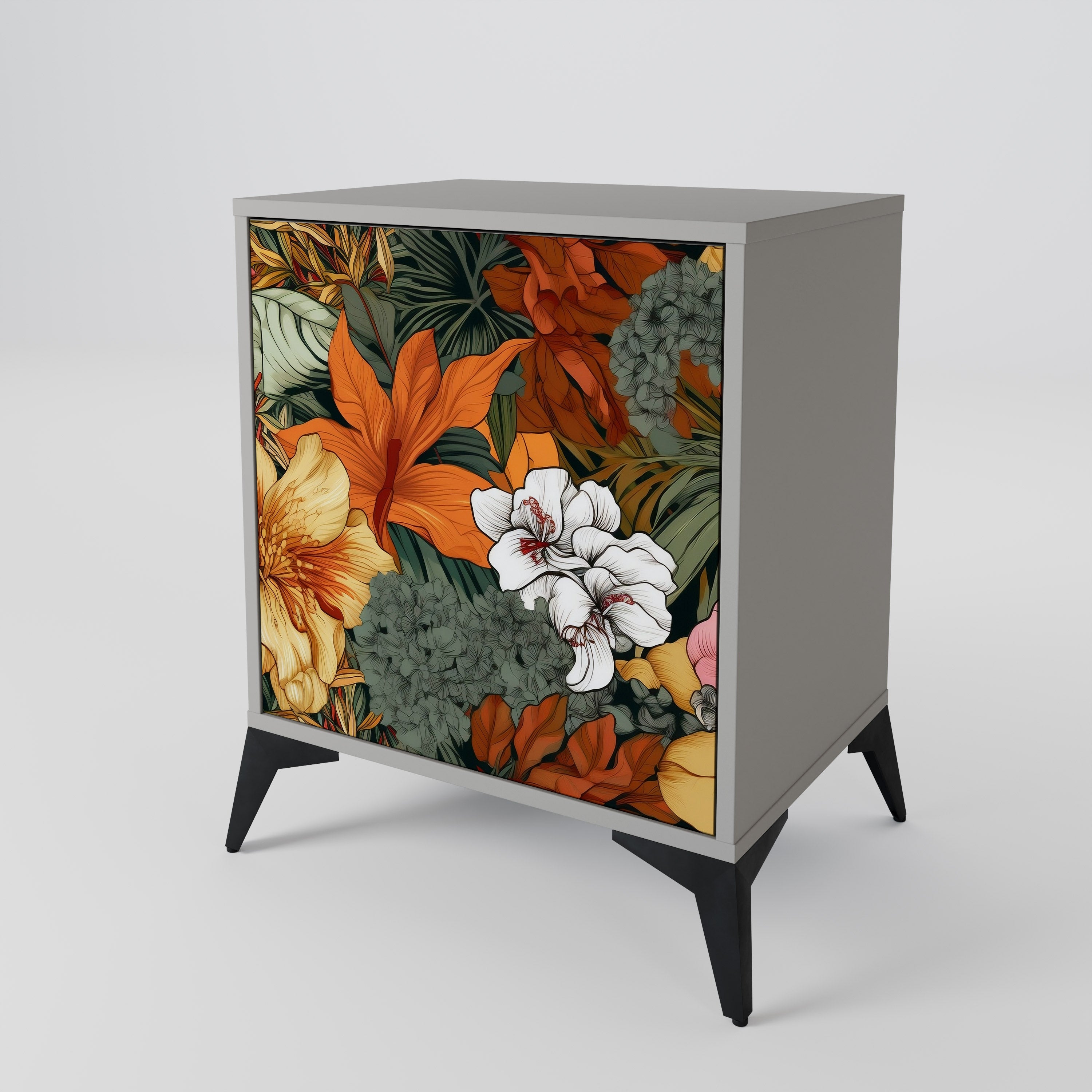 RADIANT FLORA Sideboard mit 1 Tür in Grau