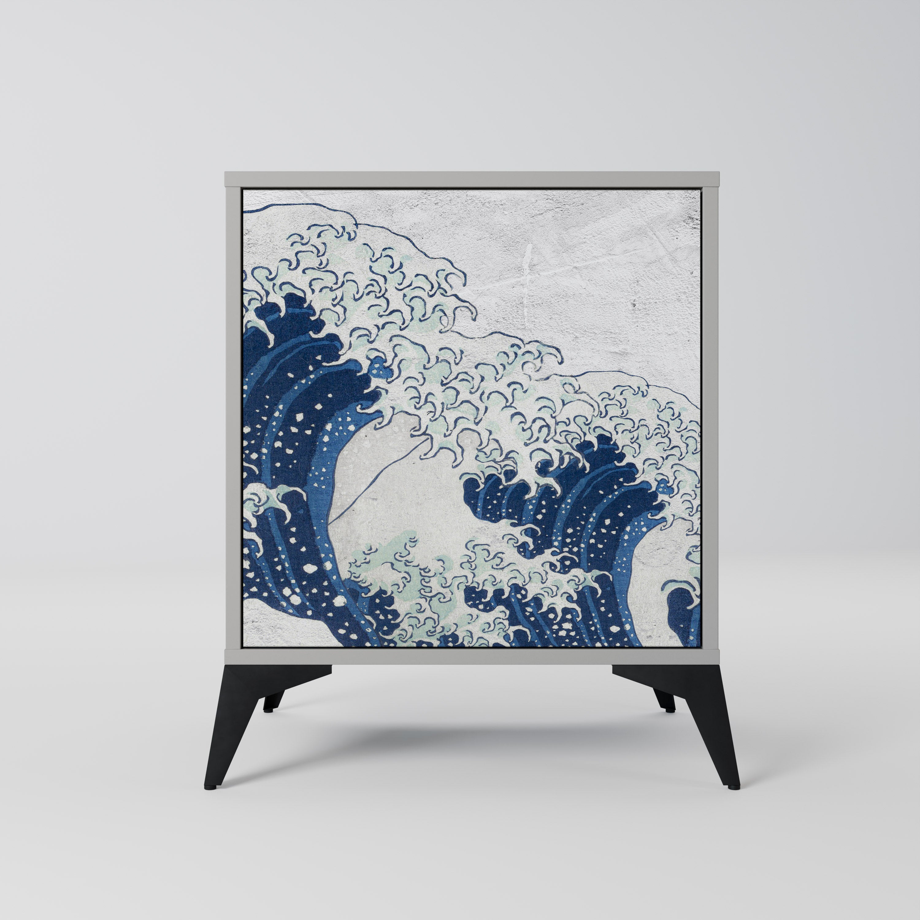 THE GREAT WAVE AT KANAGAWA Sideboard mit 1 Tür in Grau