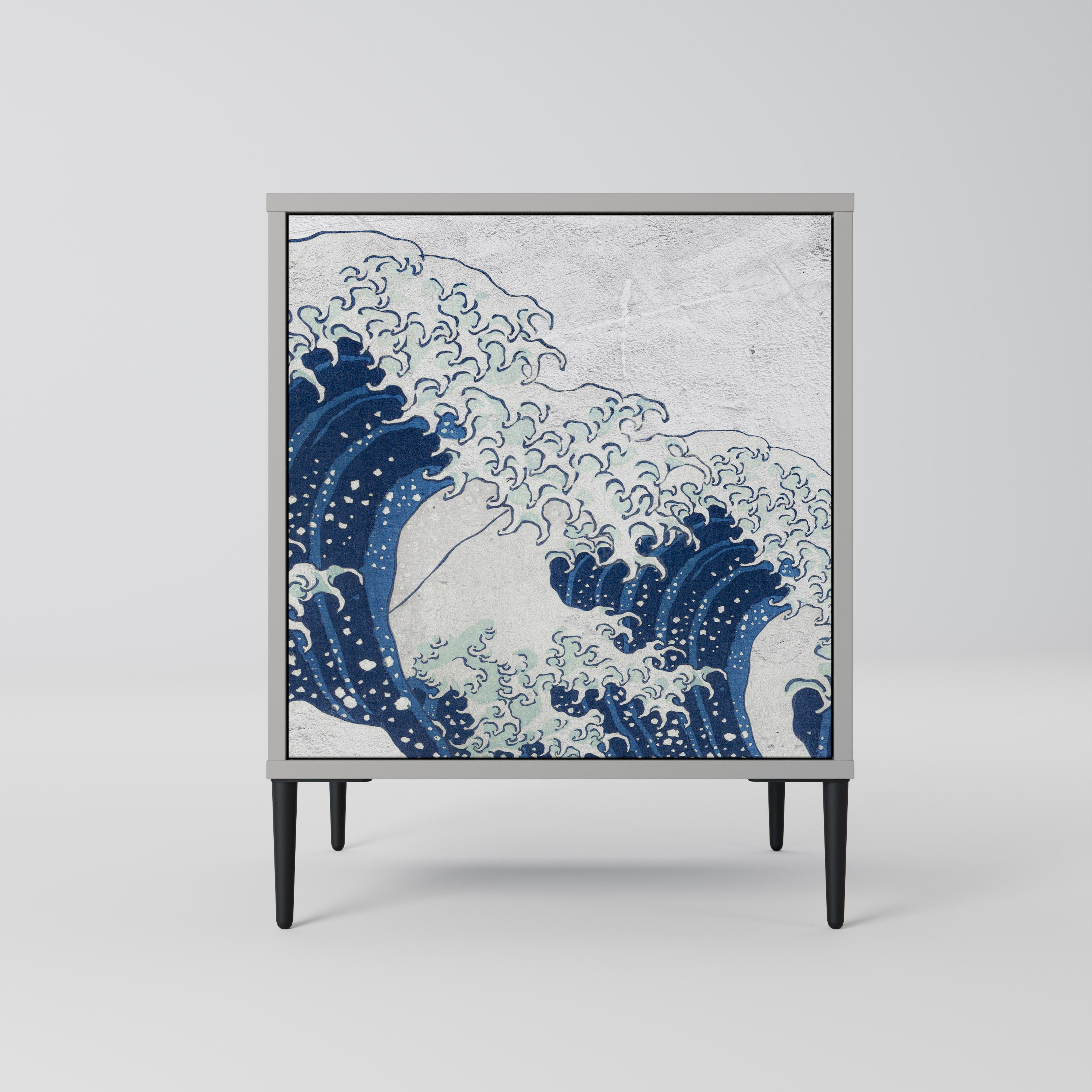 THE GREAT WAVE AT KANAGAWA Sideboard mit 1 Tür in Grau