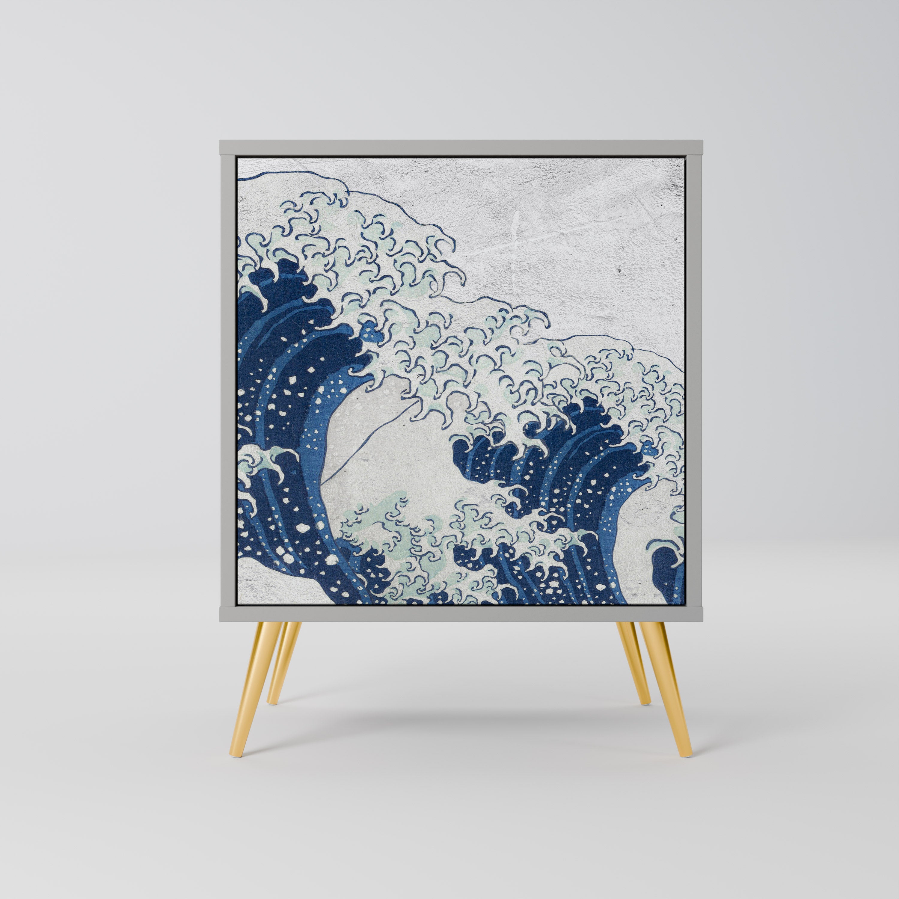 THE GREAT WAVE AT KANAGAWA Sideboard mit 1 Tür in Grau