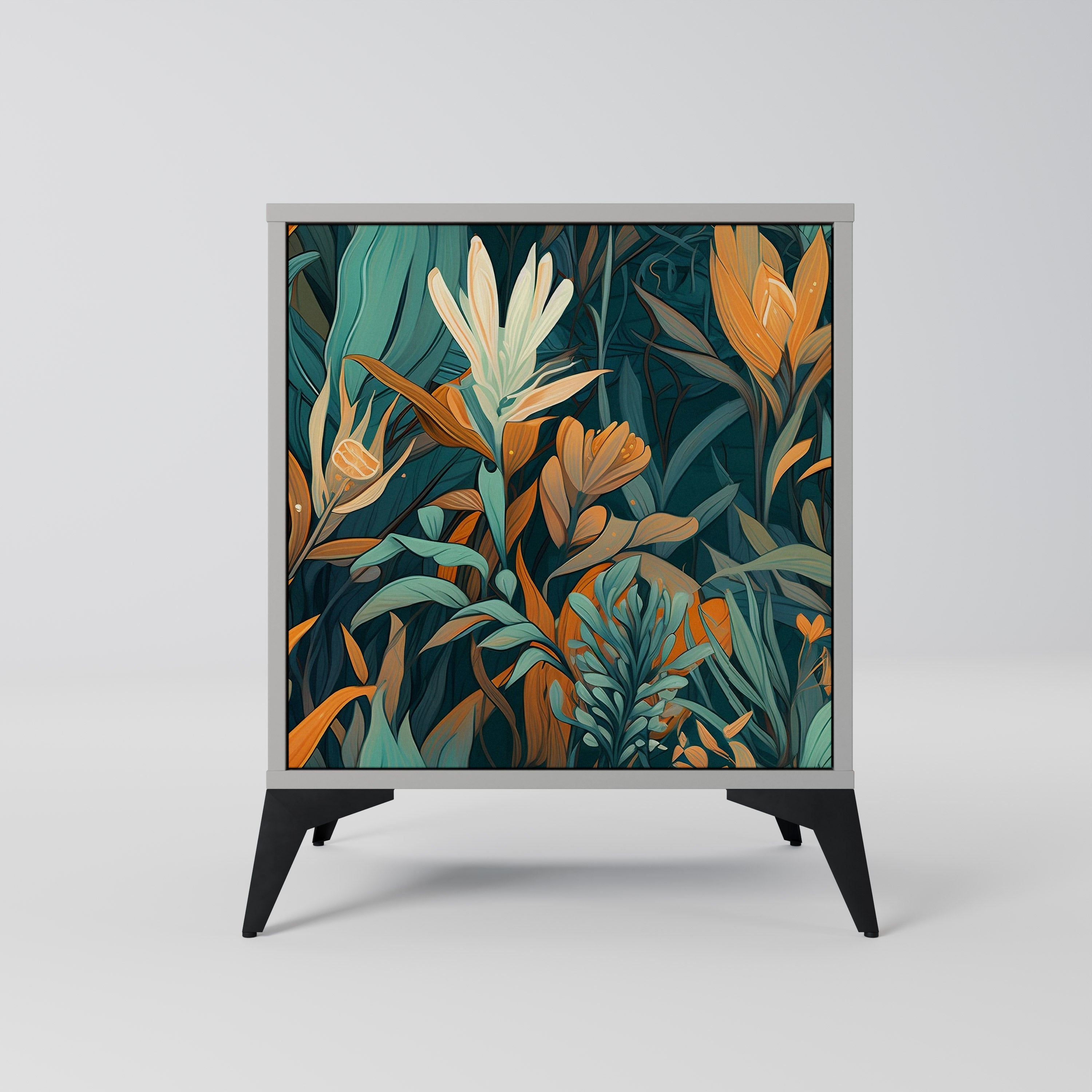 FLORAL SERENITY Sideboard mit 1 Tür in Grau