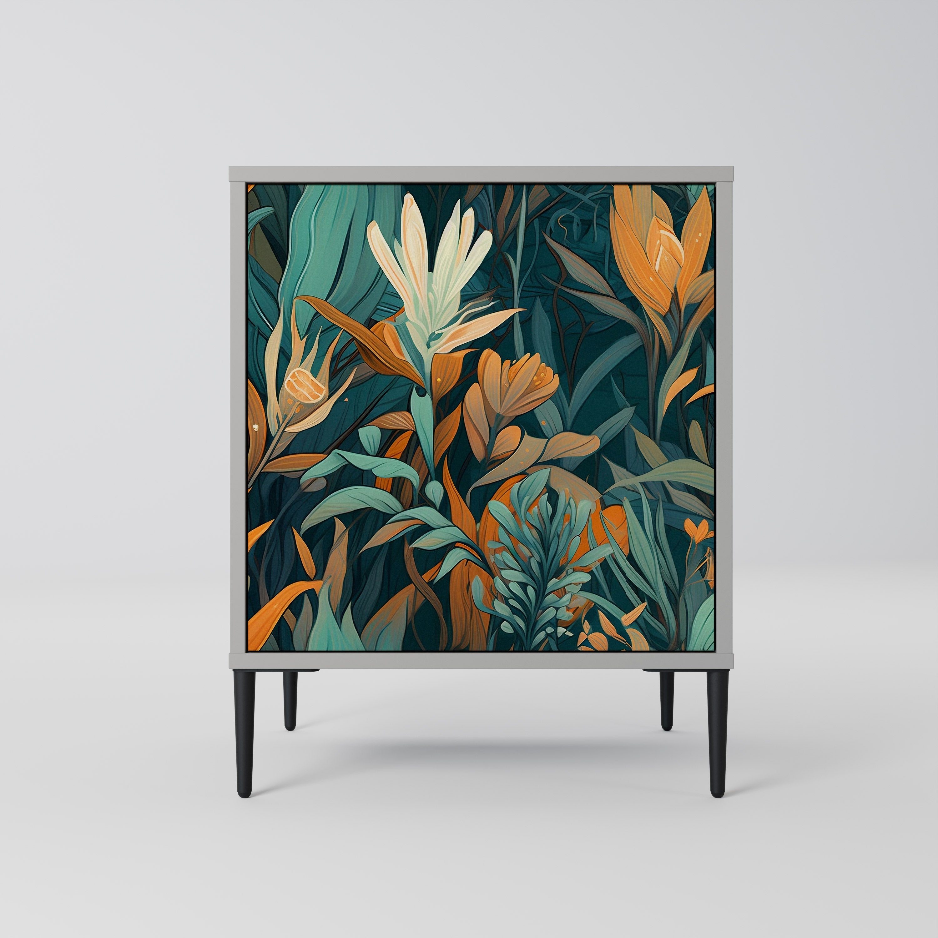 FLORAL SERENITY Sideboard mit 1 Tür in Grau