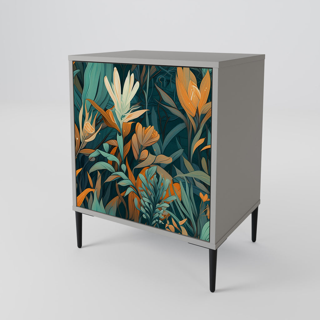 FLORAL SERENITY Sideboard mit 1 Tür in Grau