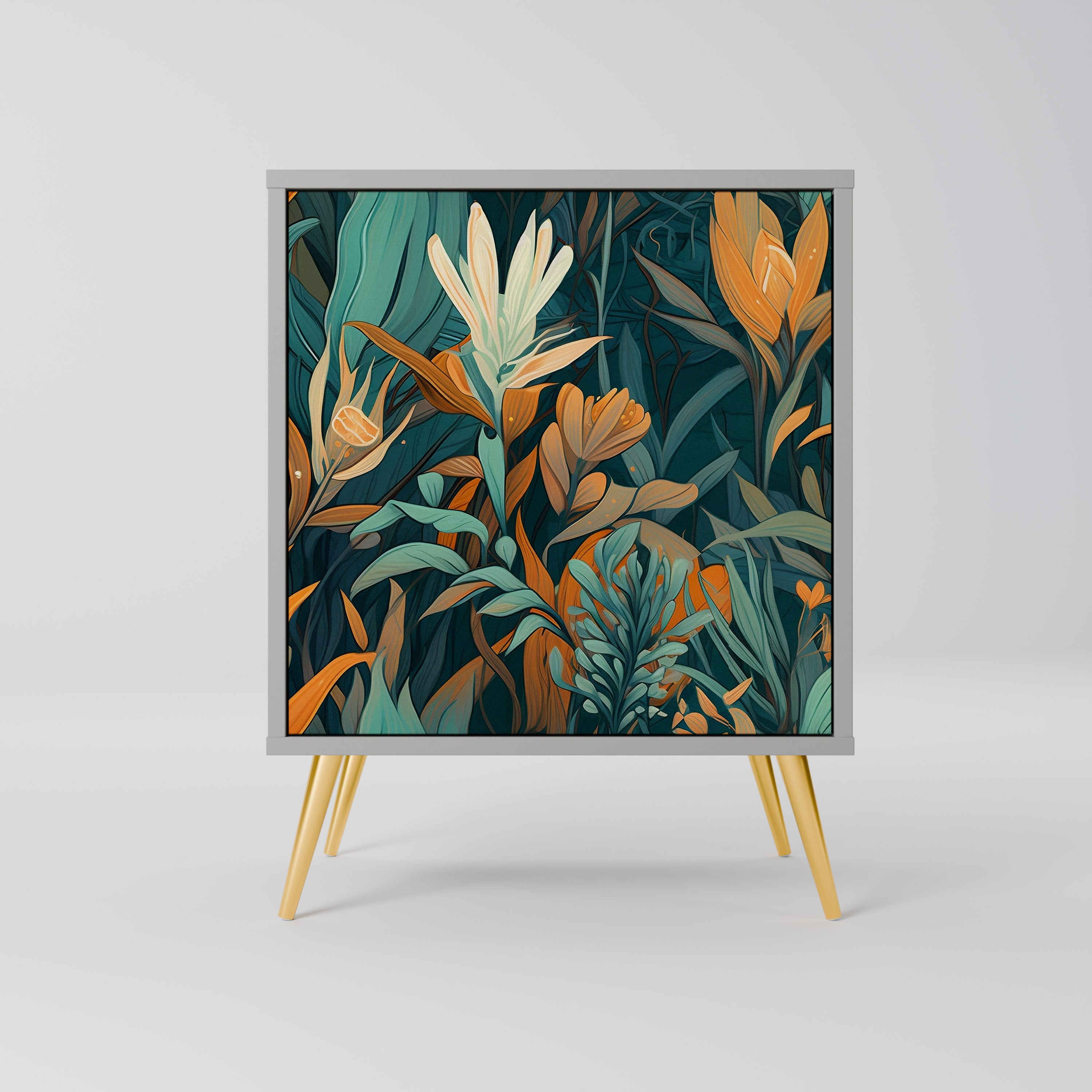 FLORAL SERENITY Sideboard mit 1 Tür in Grau