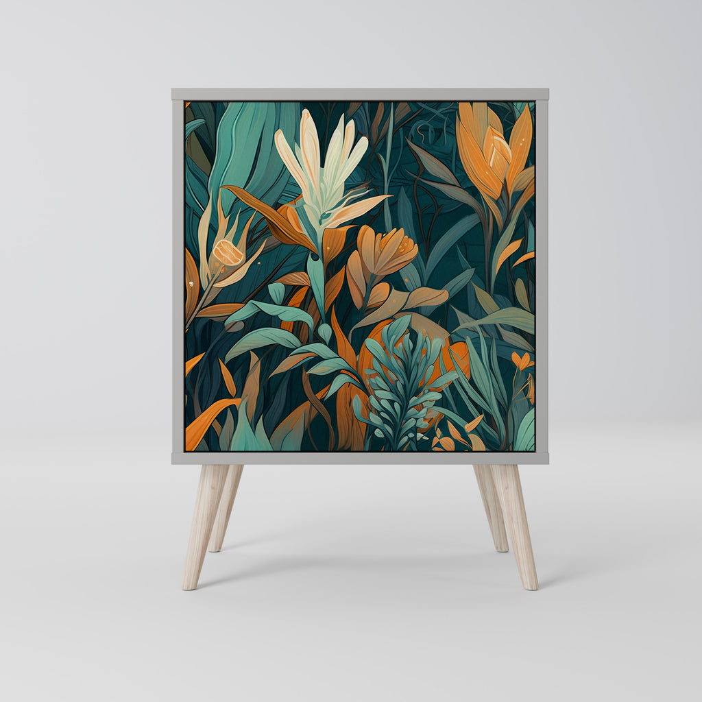 FLORAL SERENITY Sideboard mit 1 Tür in Grau