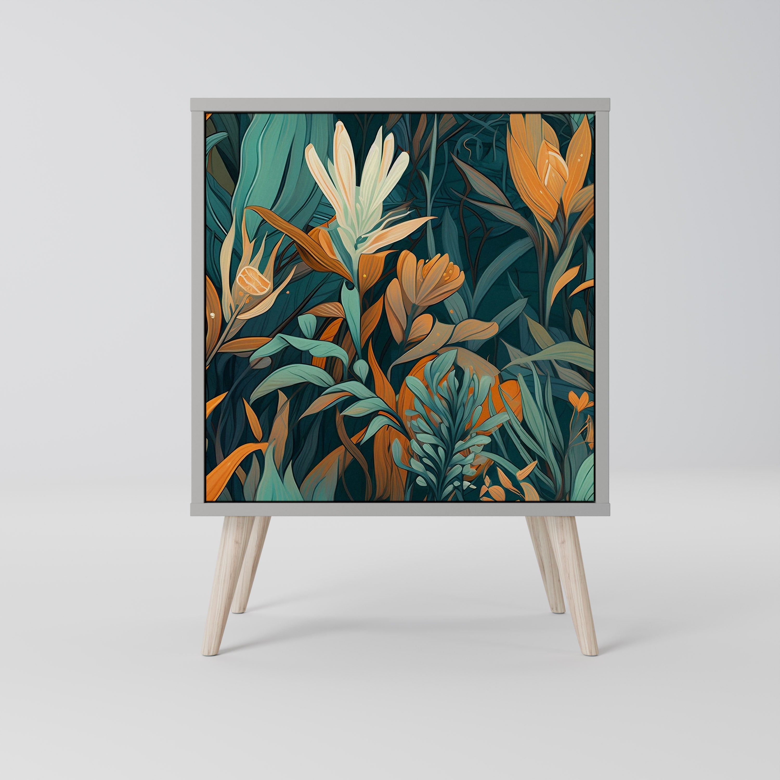 FLORAL SERENITY Sideboard mit 1 Tür in Grau