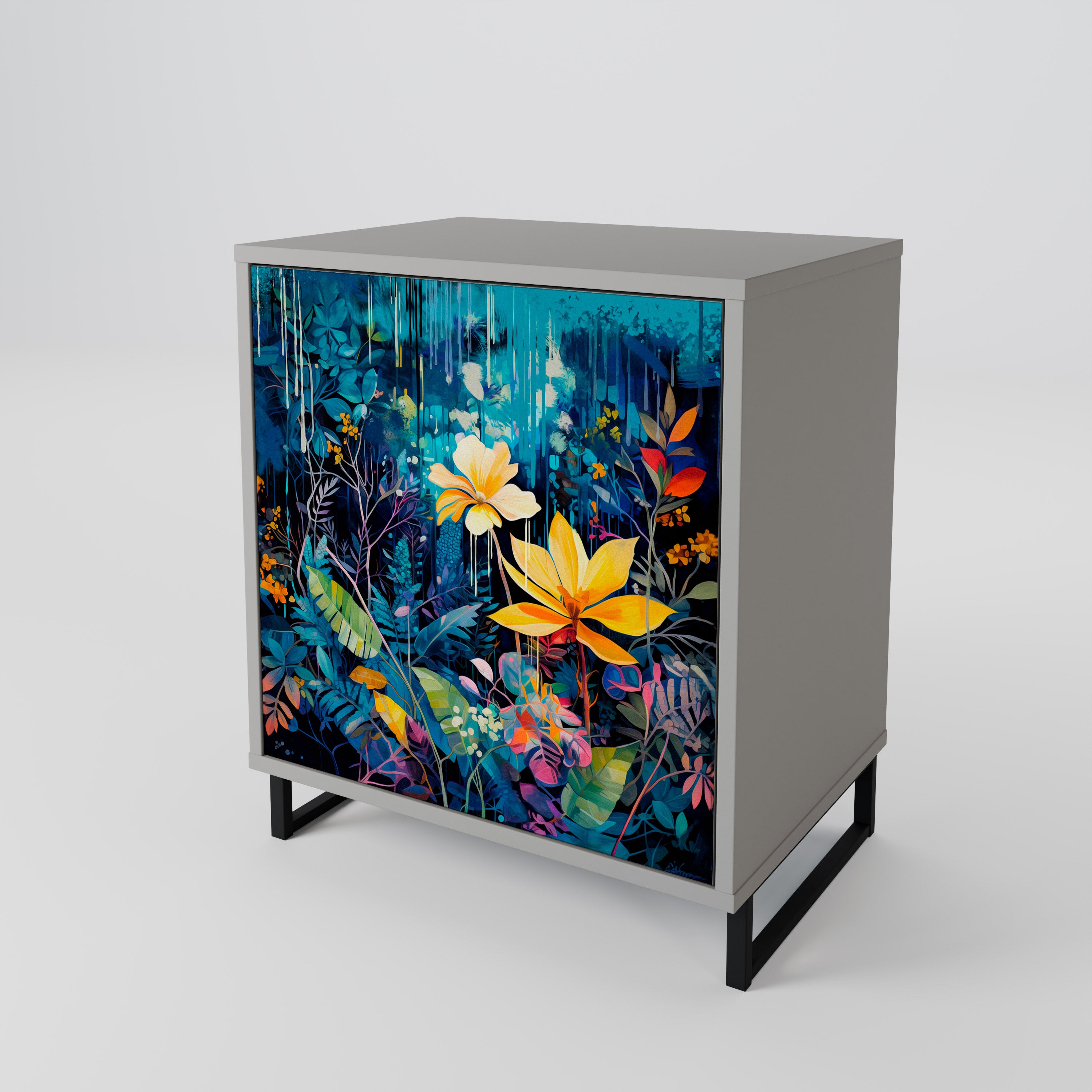 MIDNIGHT BLOSSOM Sideboard mit 1 Tür in Grau