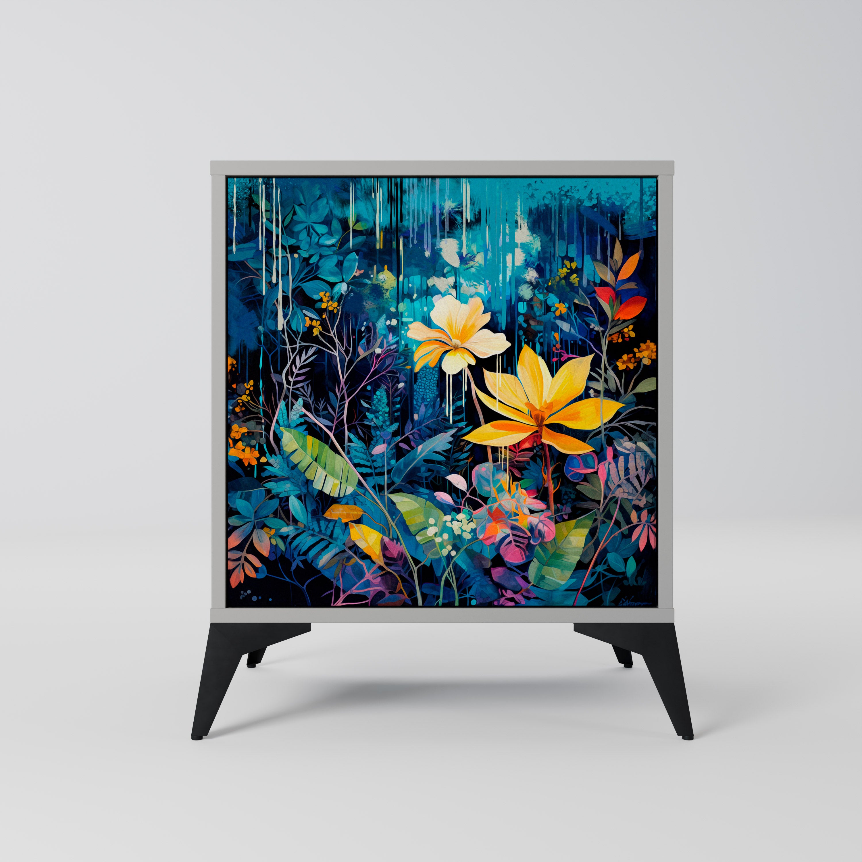 MIDNIGHT BLOSSOM Sideboard mit 1 Tür in Grau