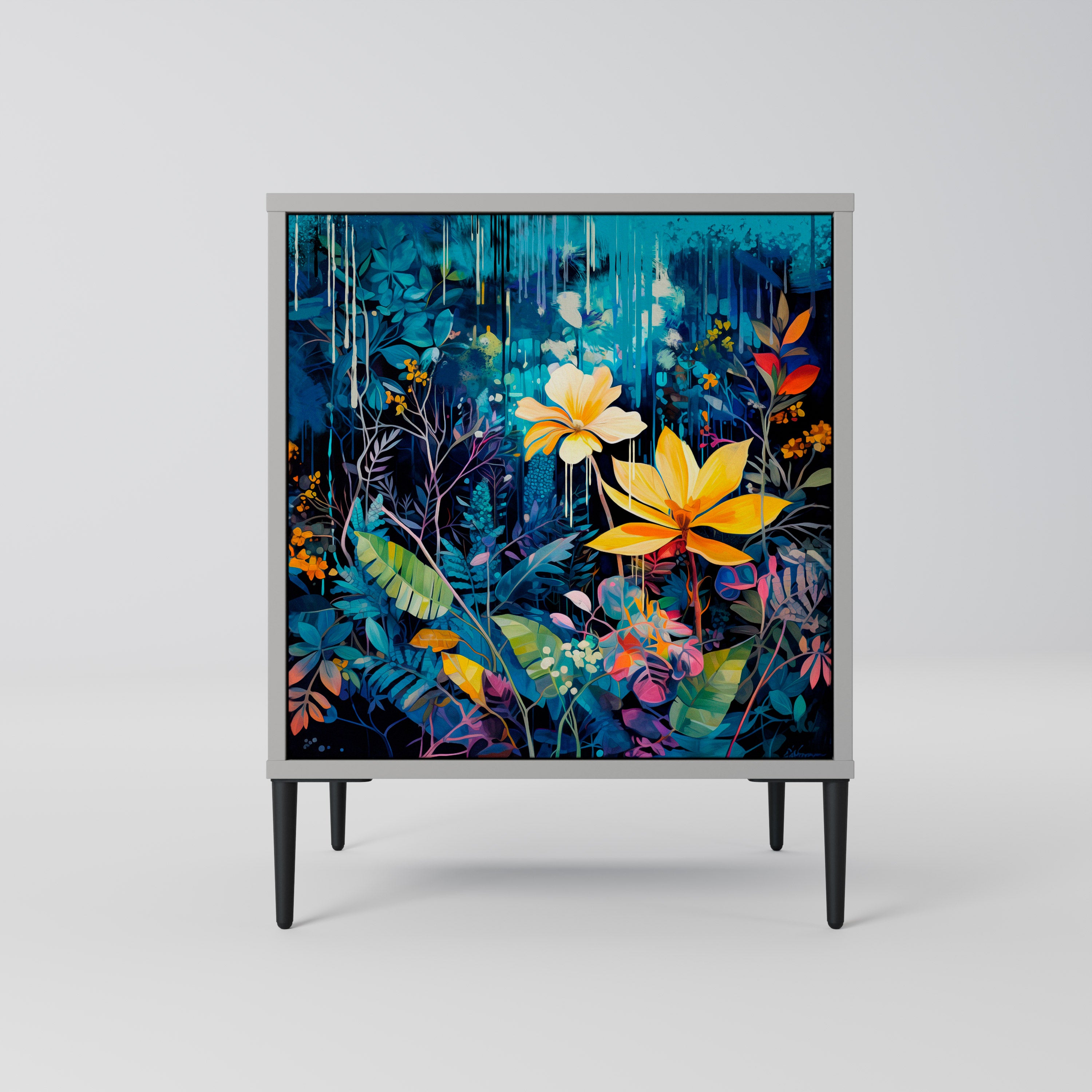 MIDNIGHT BLOSSOM Sideboard mit 1 Tür in Grau