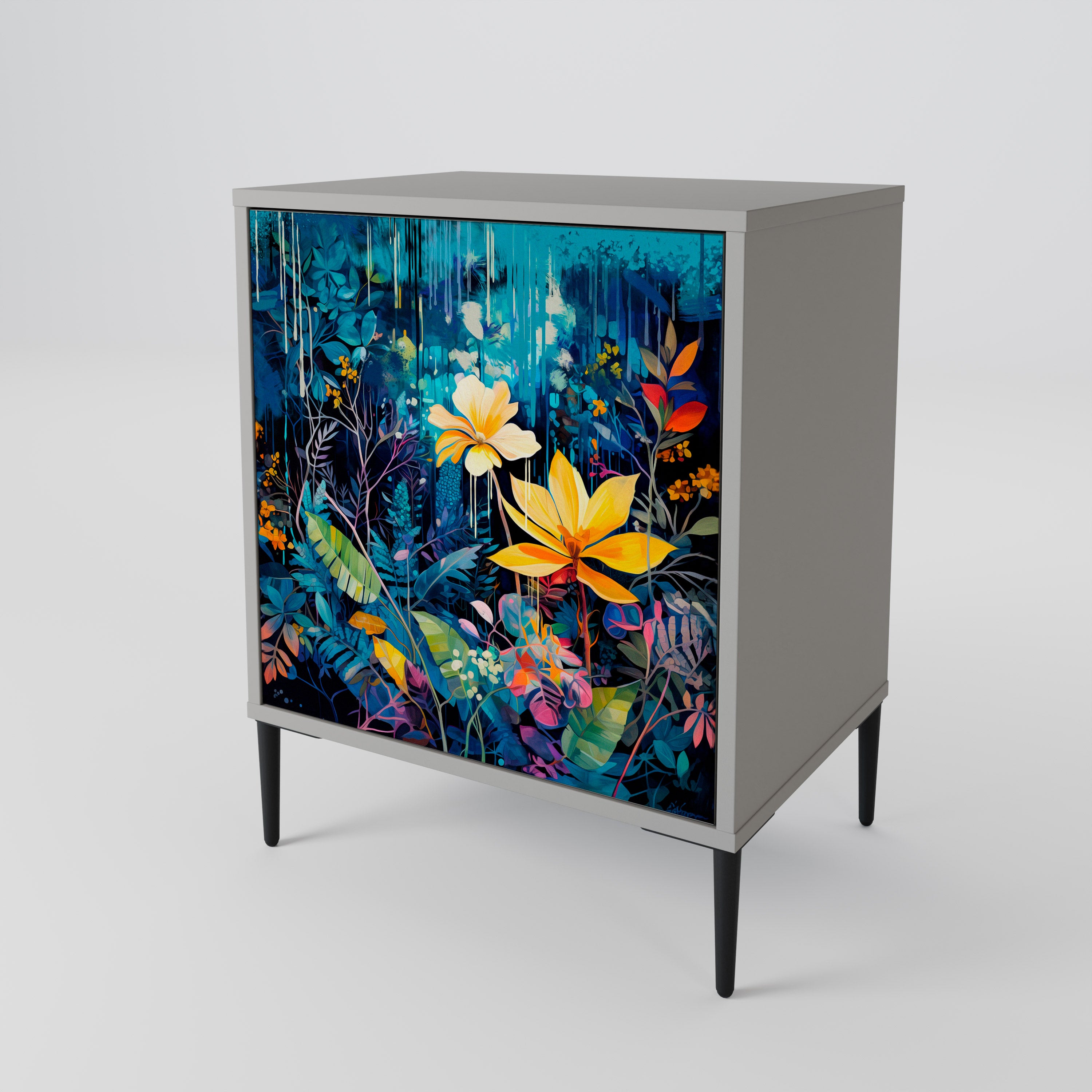 MIDNIGHT BLOSSOM Sideboard mit 1 Tür in Grau