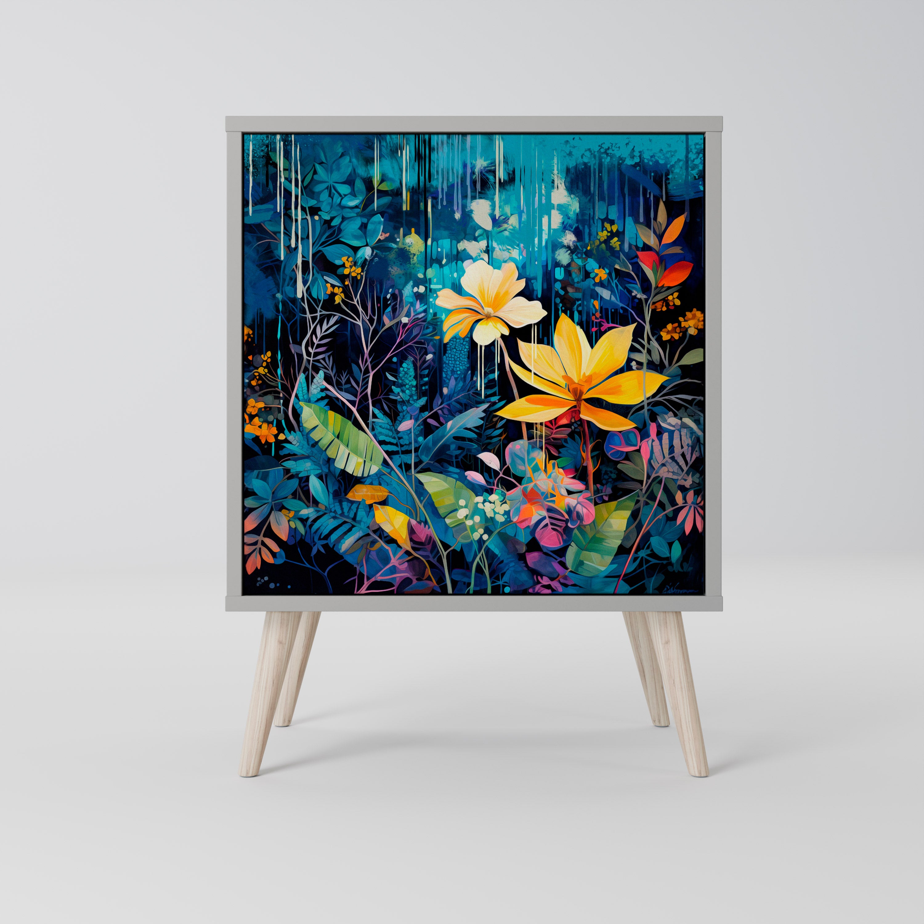 MIDNIGHT BLOSSOM Sideboard mit 1 Tür in Grau