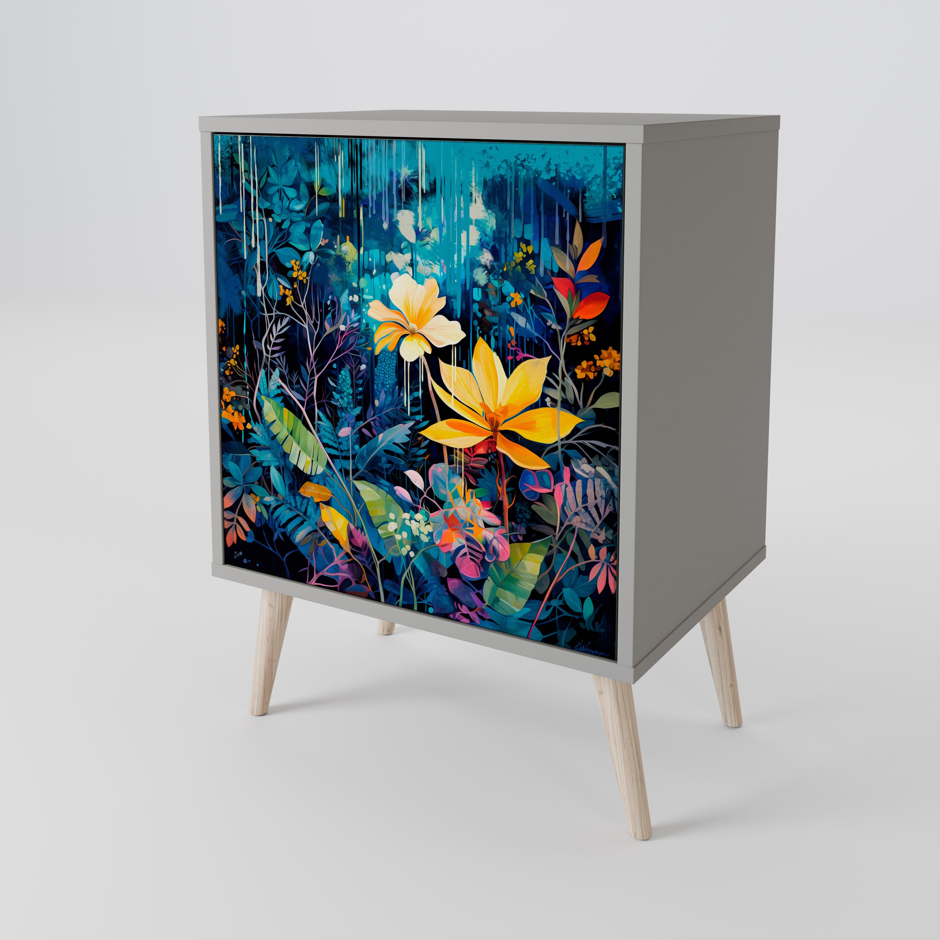 MIDNIGHT BLOSSOM Sideboard mit 1 Tür in Grau