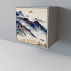 JAPANESE LANDSCAPE 1-Door Sideboard in Grey Finish