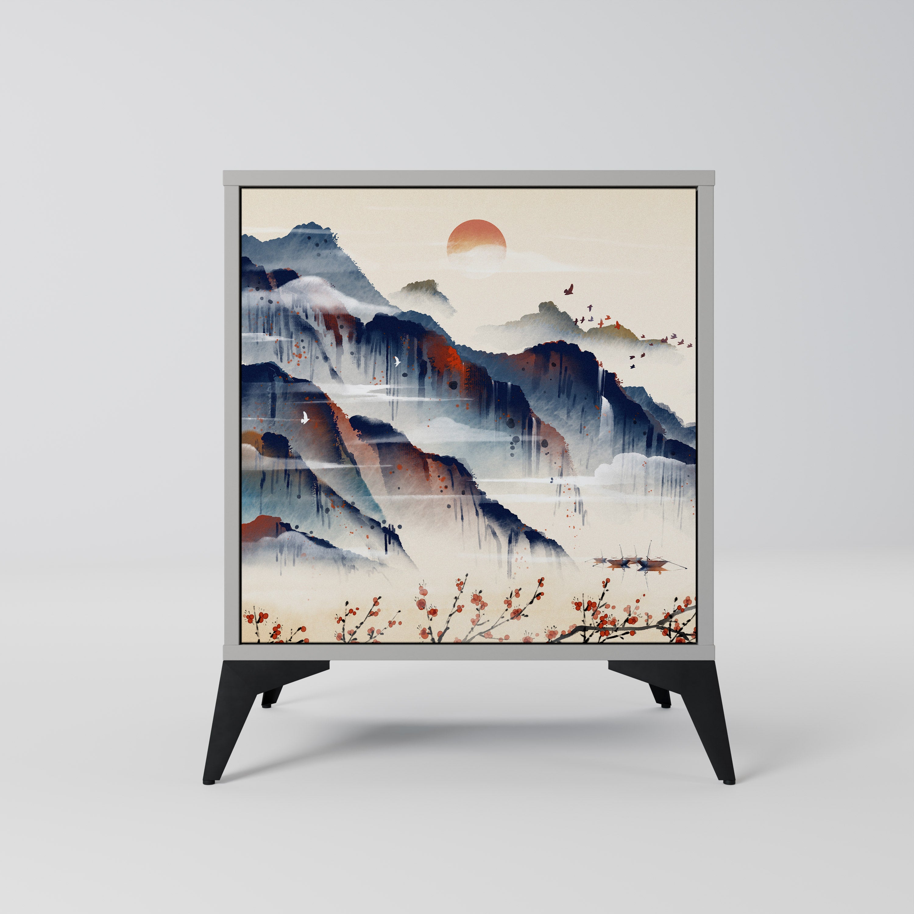 JAPANESE LANDSCAPE Sideboard mit 1 Tür in Grau