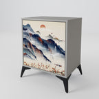 JAPANESE LANDSCAPE 1-Door Sideboard in Grey Finish