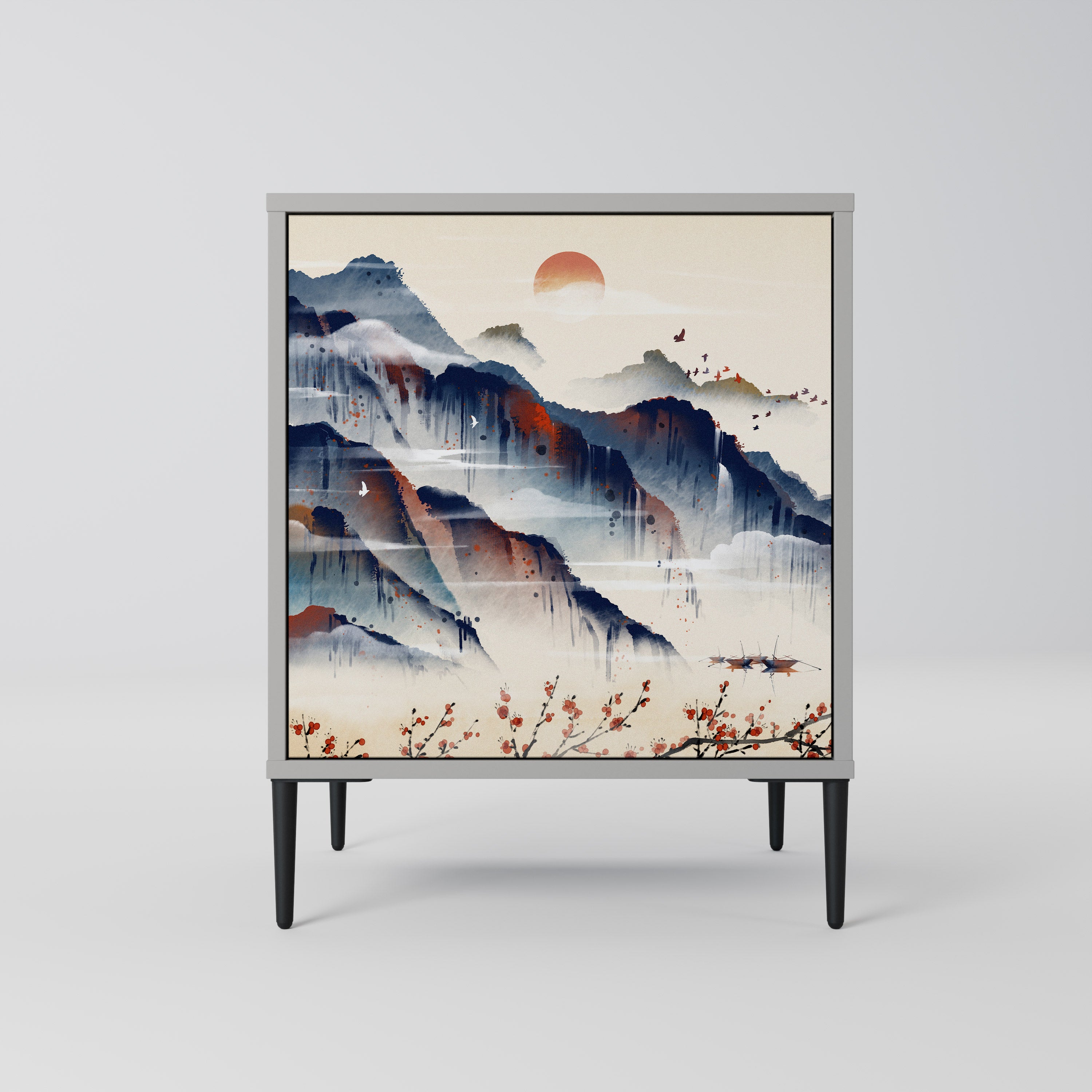 JAPANESE LANDSCAPE Sideboard mit 1 Tür in Grau