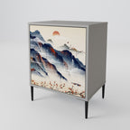JAPANESE LANDSCAPE 1-Door Sideboard in Grey Finish