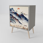 JAPANESE LANDSCAPE 1-Door Sideboard in Grey Finish